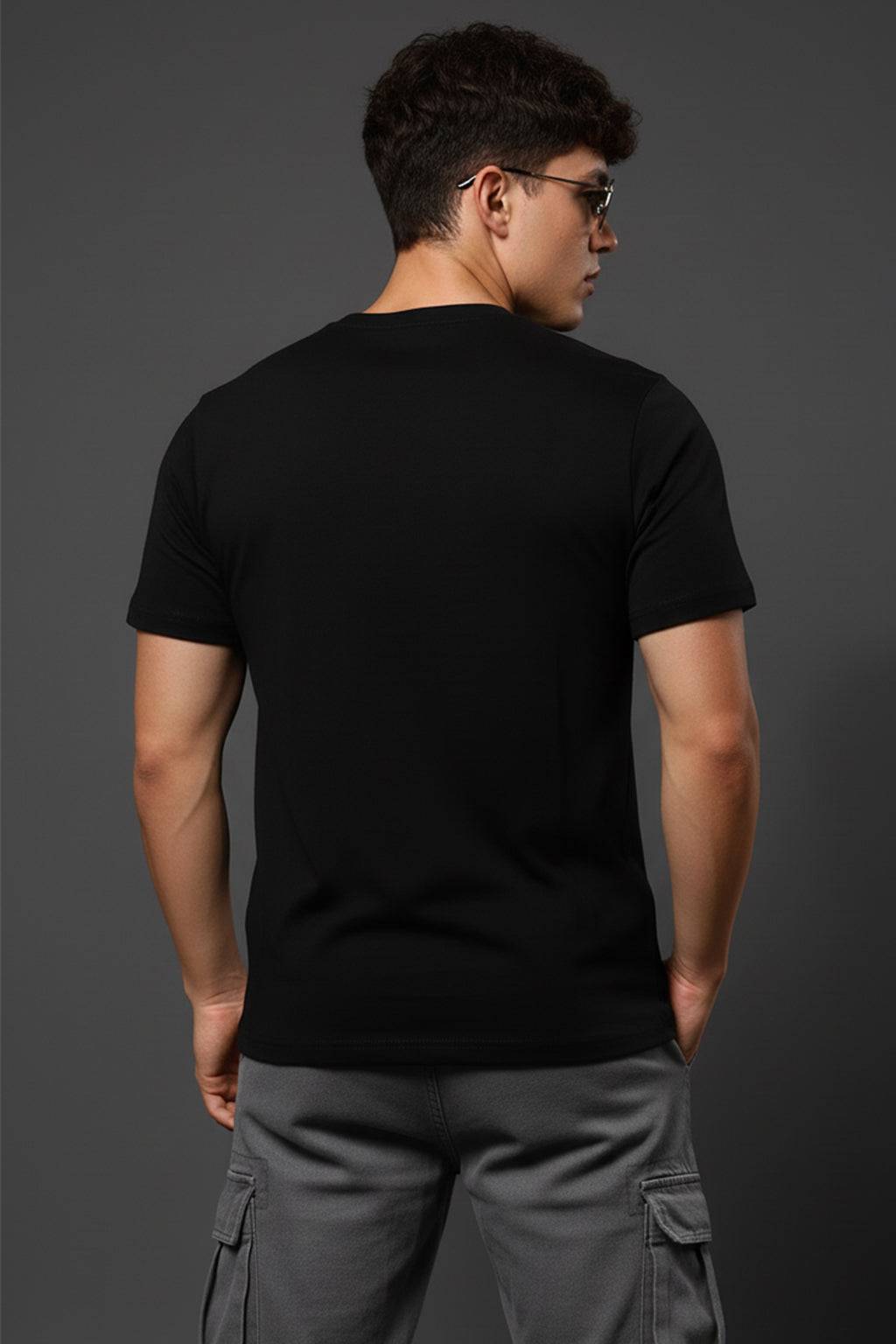 Hot Head Black Regular Fit Printed T-shirt
