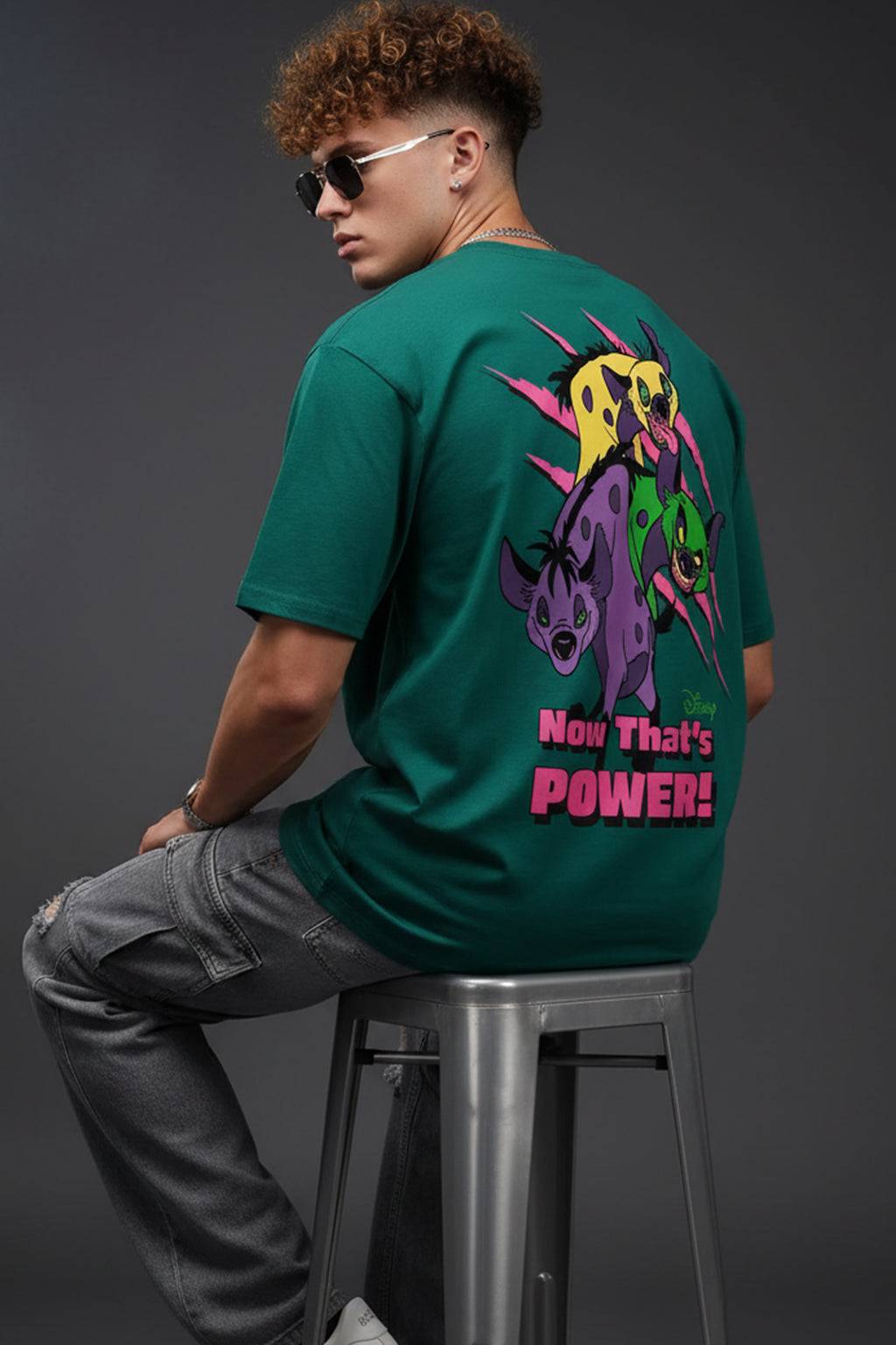 Disney Lion King Bottle Green Oversized Back Graphic Printed T-shirt