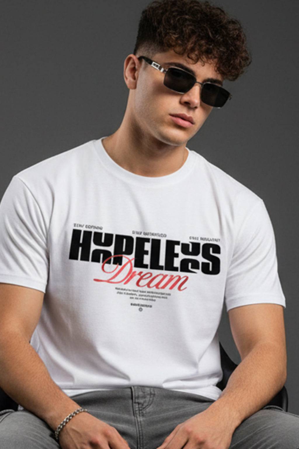 Hopeless White Regular Fit Printed T-shirt