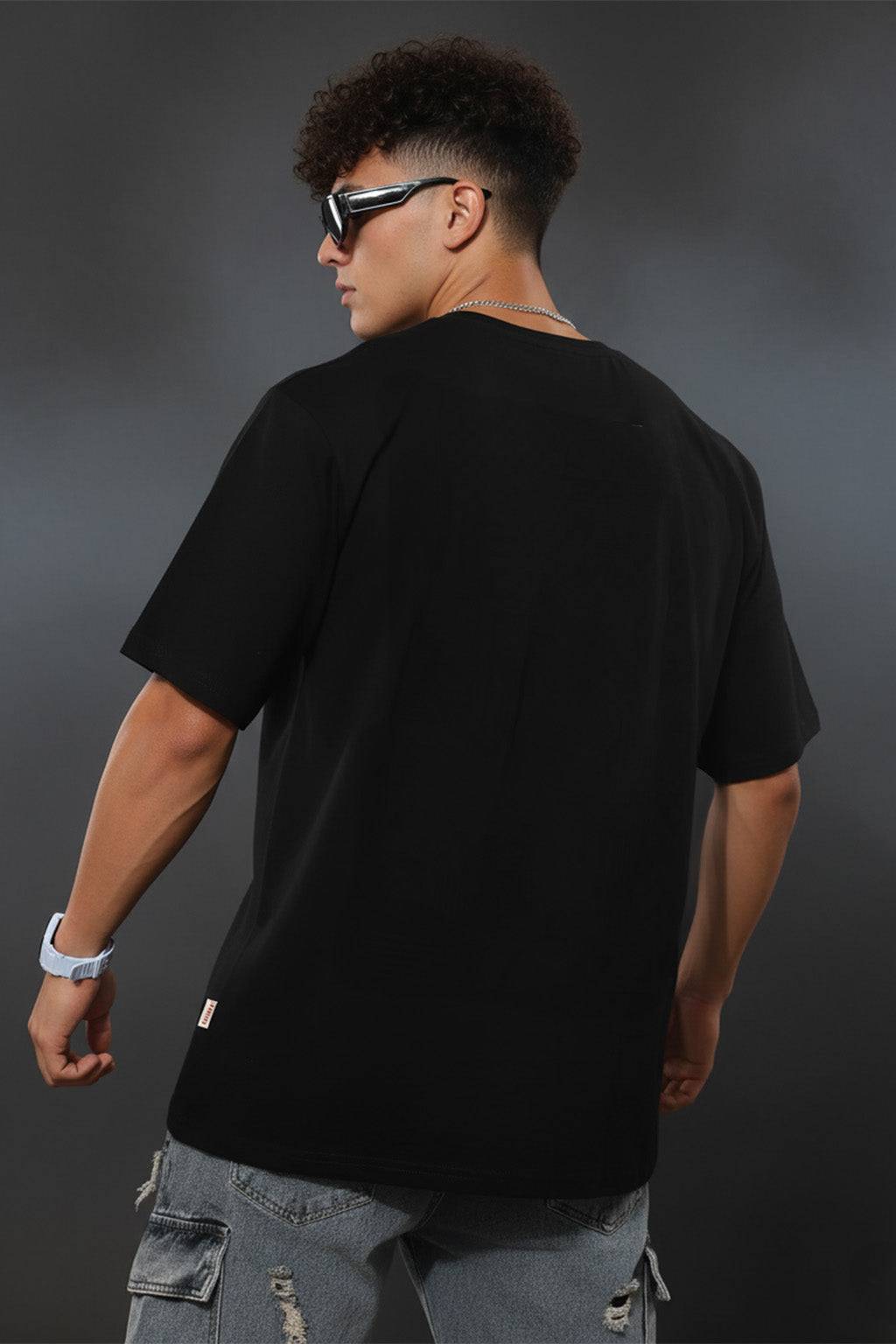 Ascendant Black Oversized Graphic Printed T-shirt