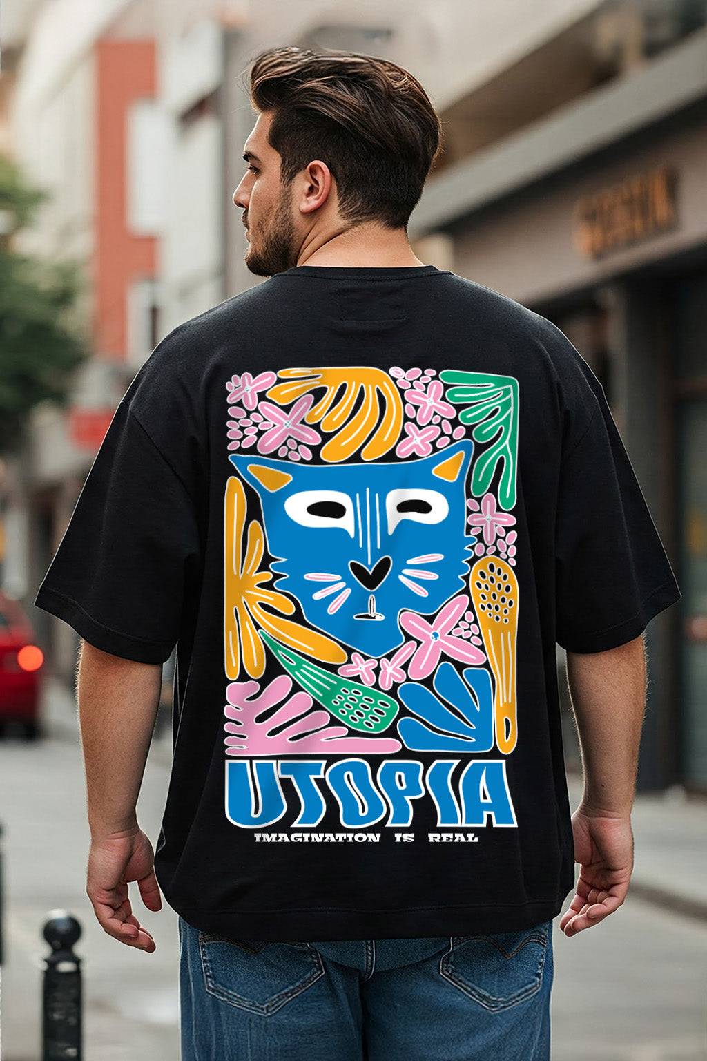 Utopia Black Graphic Printed Plus Size T-shirt