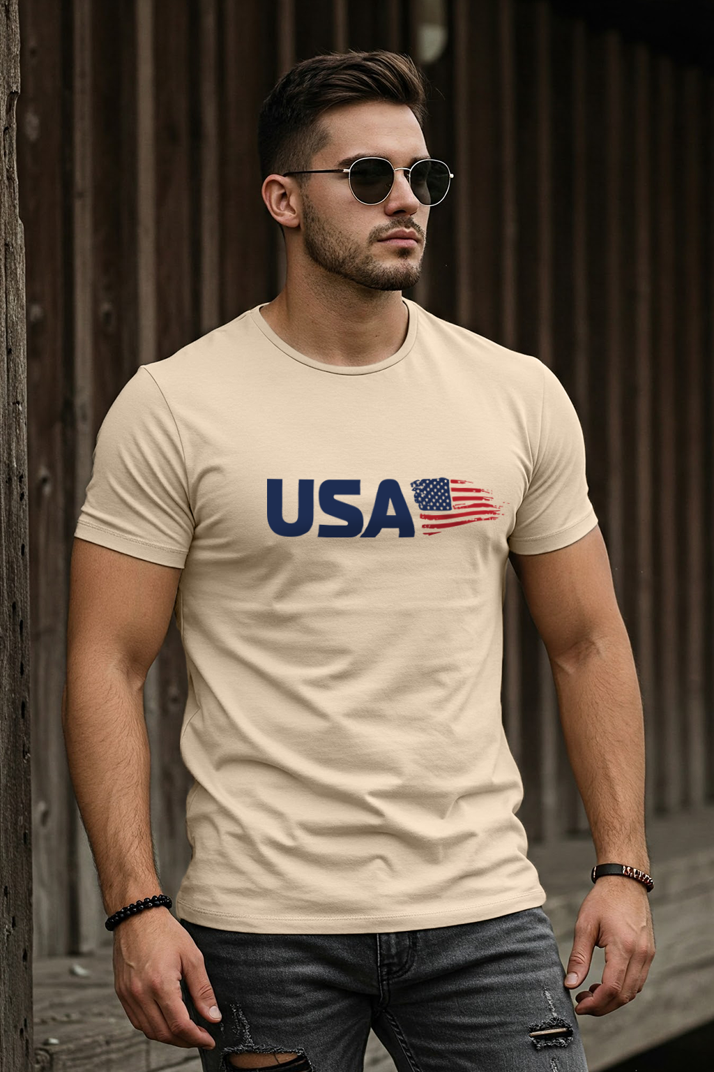 USA Swanwhite Regular Fit Printed T-shirt