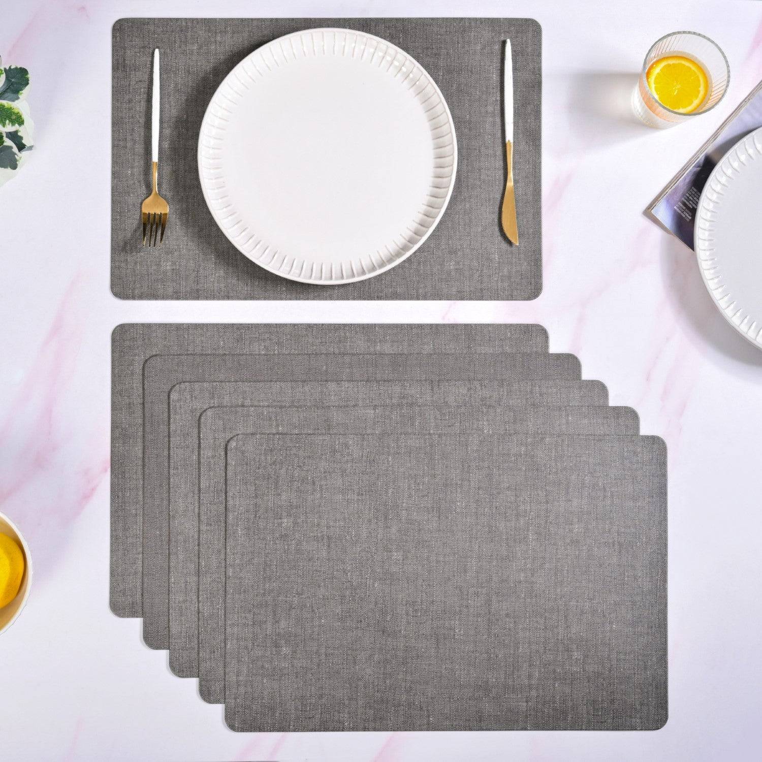 Rectangle Ash Grey Table Mat Set Of 6