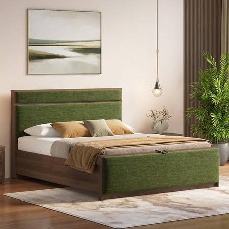 Rio Engineered Wood King Size Hydraulic Storage Bed In Moss Green
