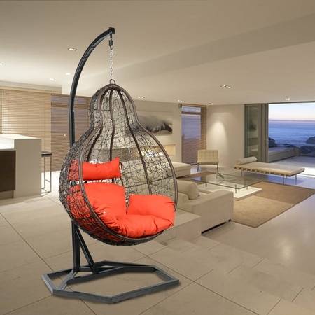 Jungfrau Wicker Swing In Black And Brown Color