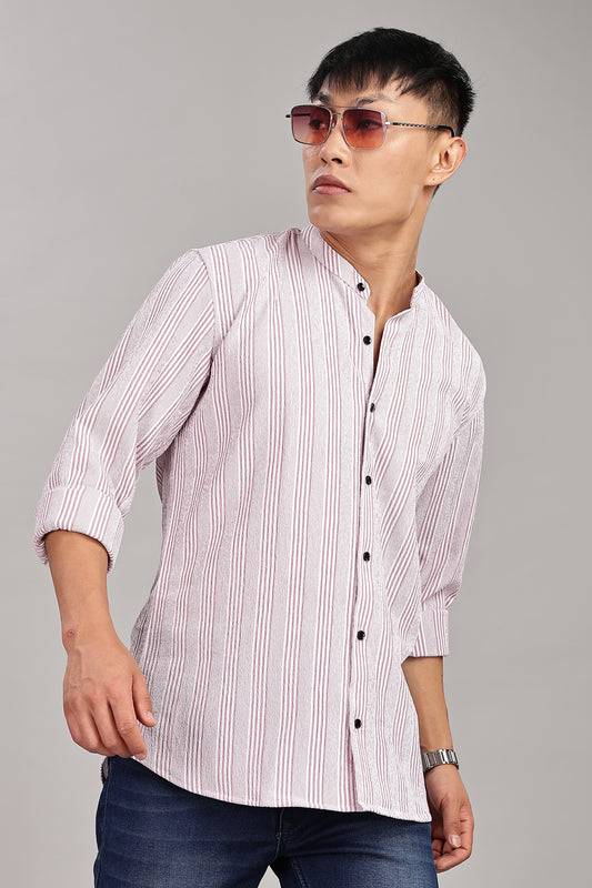 Men's Trendy Long Sleeve Striped Shirt(PINK)