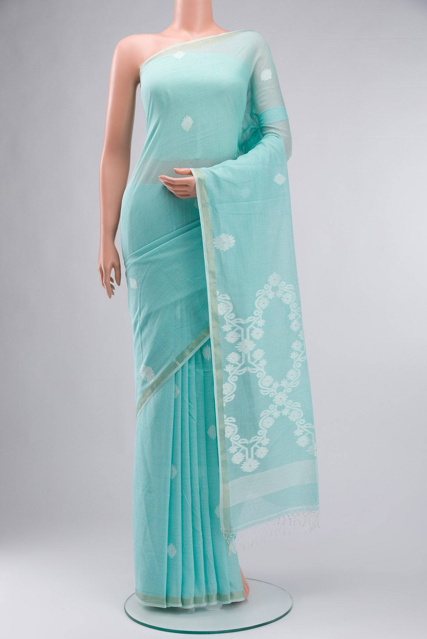 Aaheli-Sky Blue Bengal Cotton Saree Buy at ₹2480