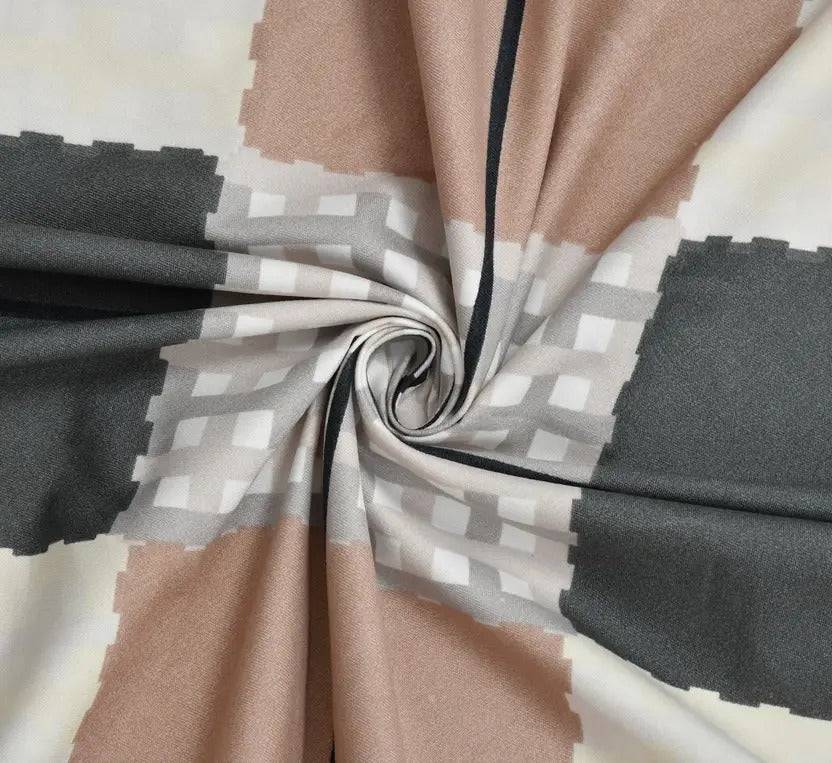 Contemporary Block Style Bedsheet – Neutral Palette with Pillow Covers – Double Size Buy @ ₹2199