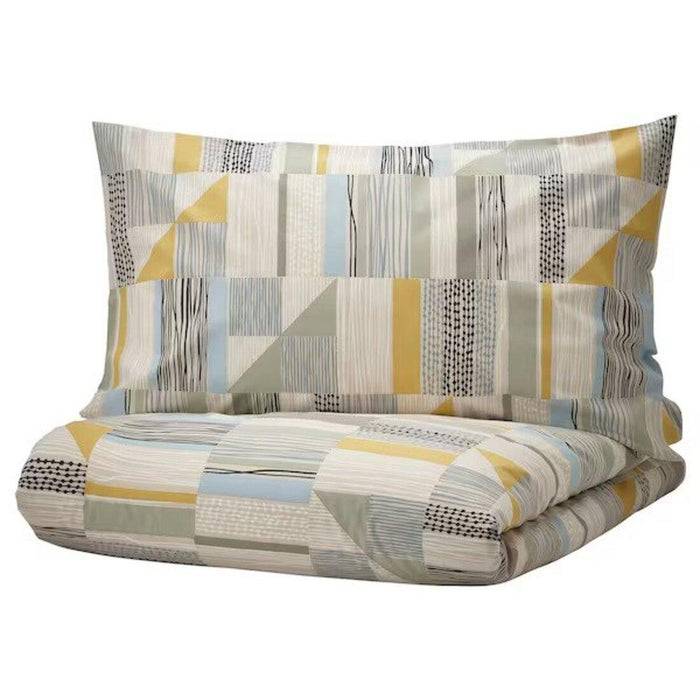 Elegant Geometric Bedsheet Set – Color Block Print in Soft Tones – Includes 1 Bedsheet and 2 Pillow Covers Buy @ ₹1799