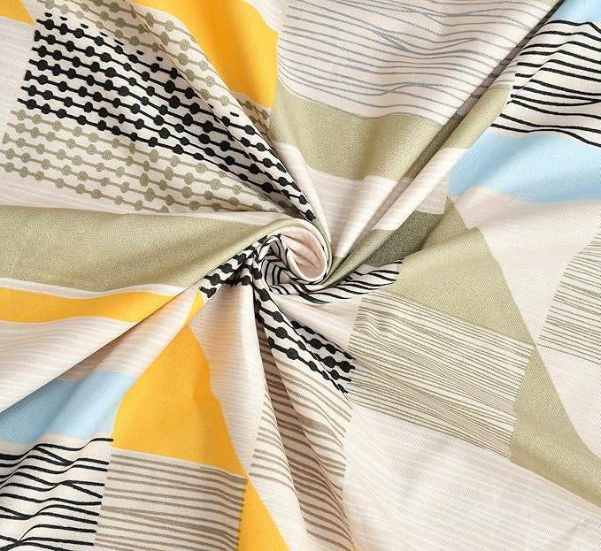 Elegant Geometric Bedsheet Set – Color Block Print in Soft Tones – Includes 1 Bedsheet and 2 Pillow Covers Buy @ ₹1799