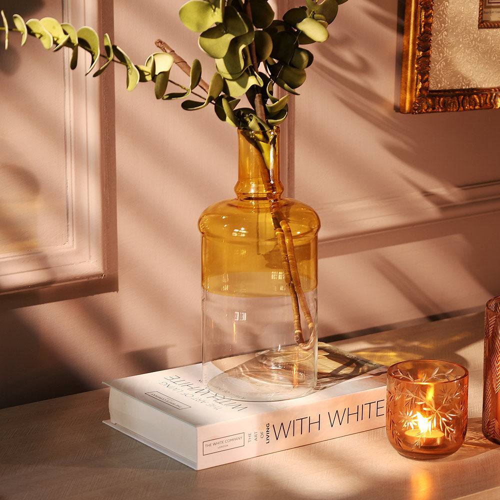 Laguna Bottle Vase Medium - Clear Yellow