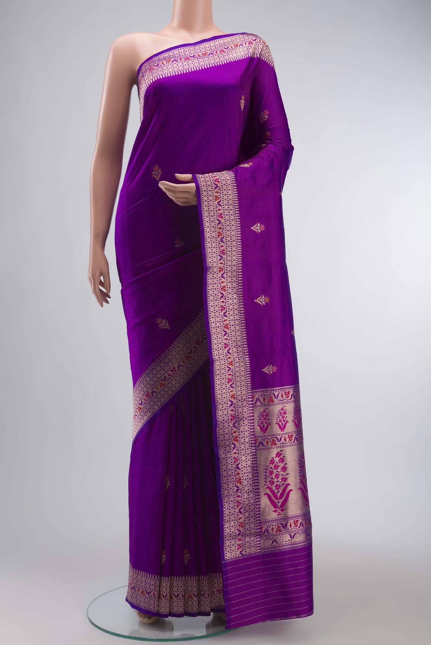 Purple Banarasi Katan Silk Saree Buy at ₹15021