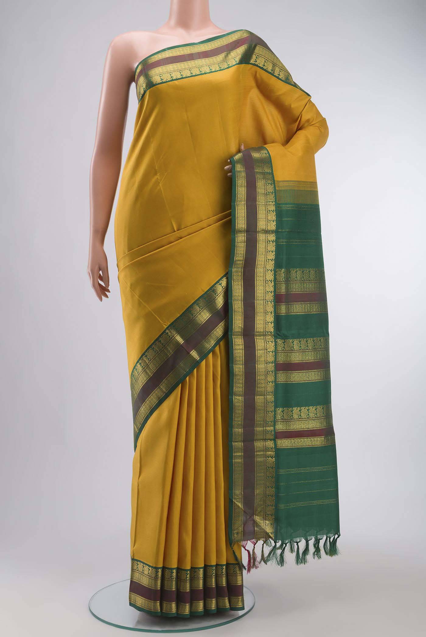 Yellow Kanchipuram Silk Nine Yards Saree Buy at ₹29330