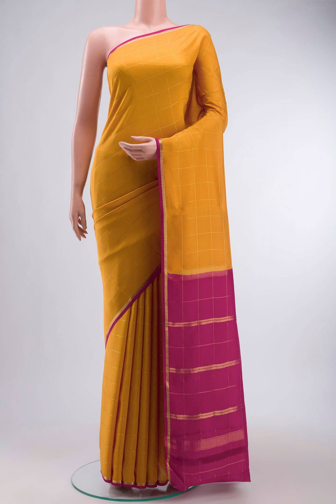 Pure Silk Pure Zari Yellow Mysore Crepe Saree Buy at ₹31003