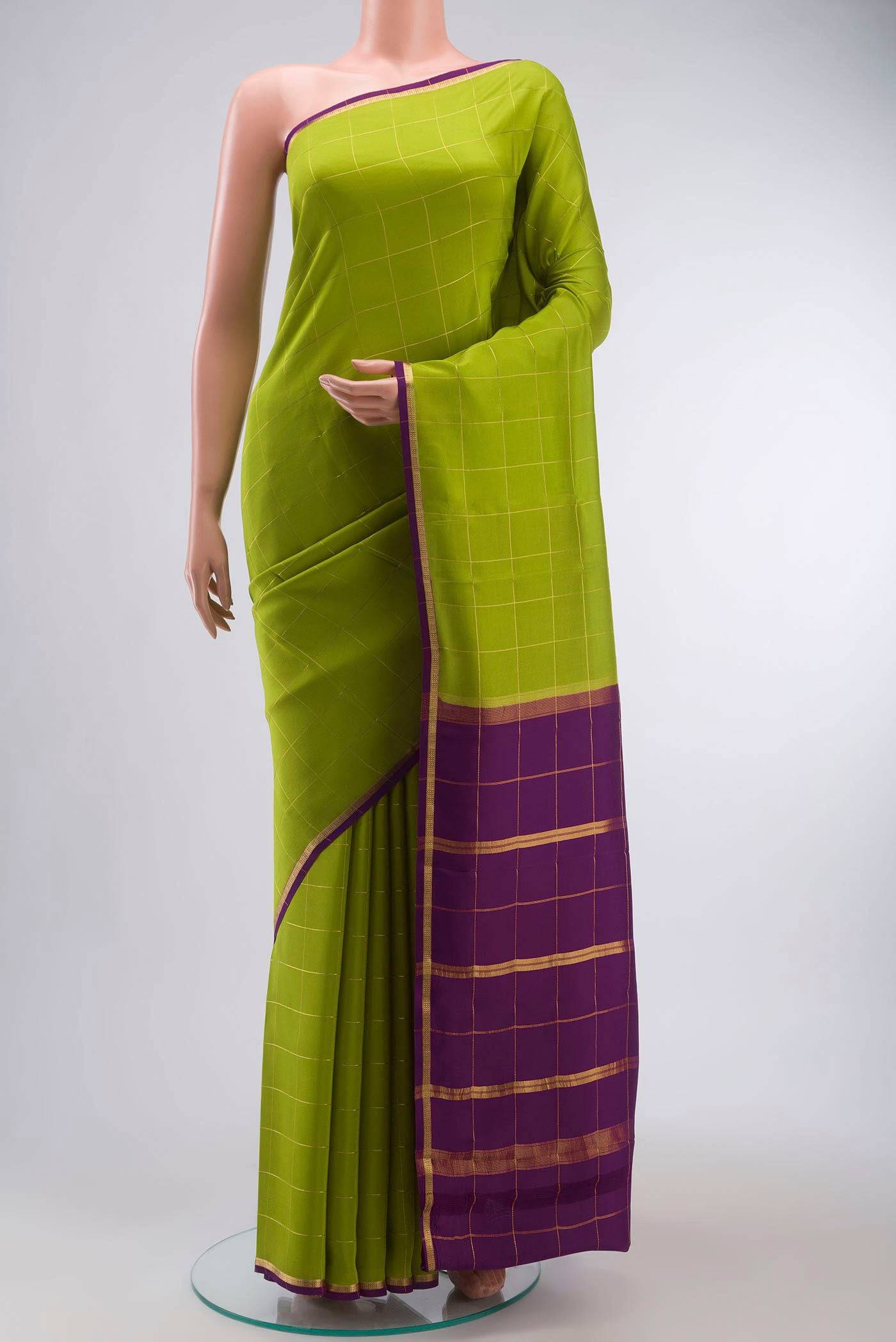 Pure Silk Pure Zari Green Mysore Crepe Saree Buy at ₹31003