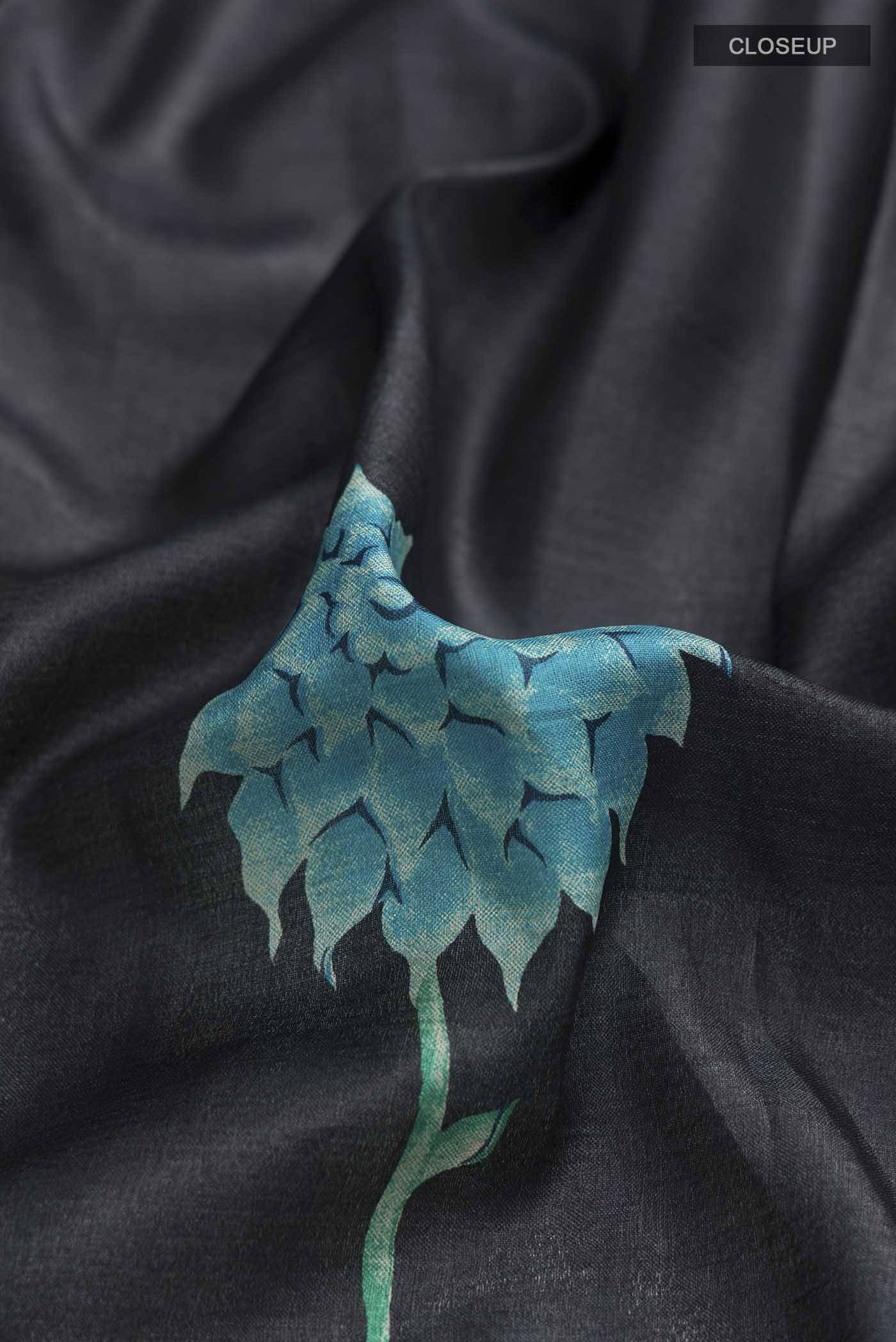 Black Bhagalpuri Tussar Silk Saree Buy at ₹7648