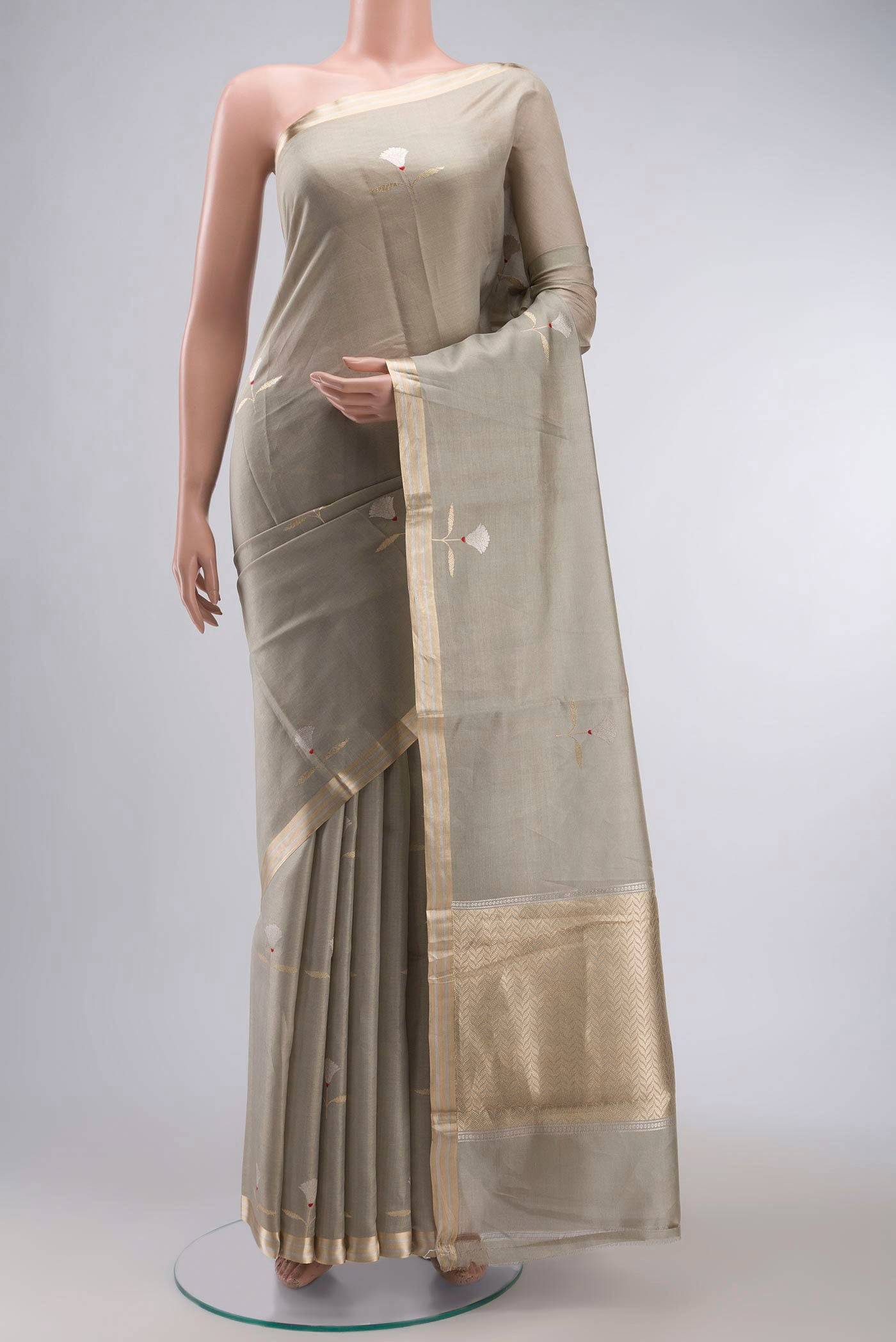 Sage Green Banarasi Katan Silk Saree Buy at ₹16534