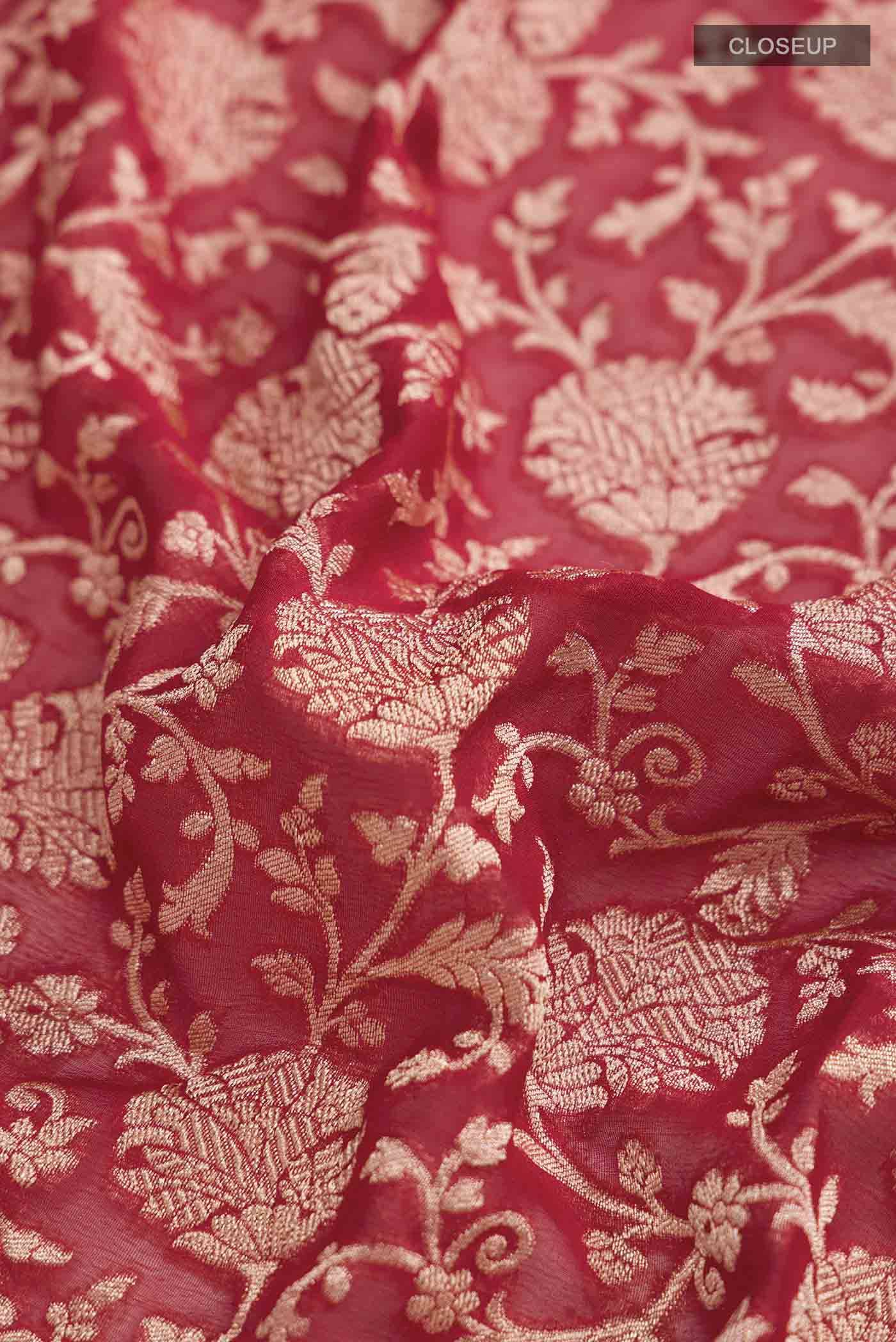 Red Banarasi Georgette Saree Buy at ₹10933