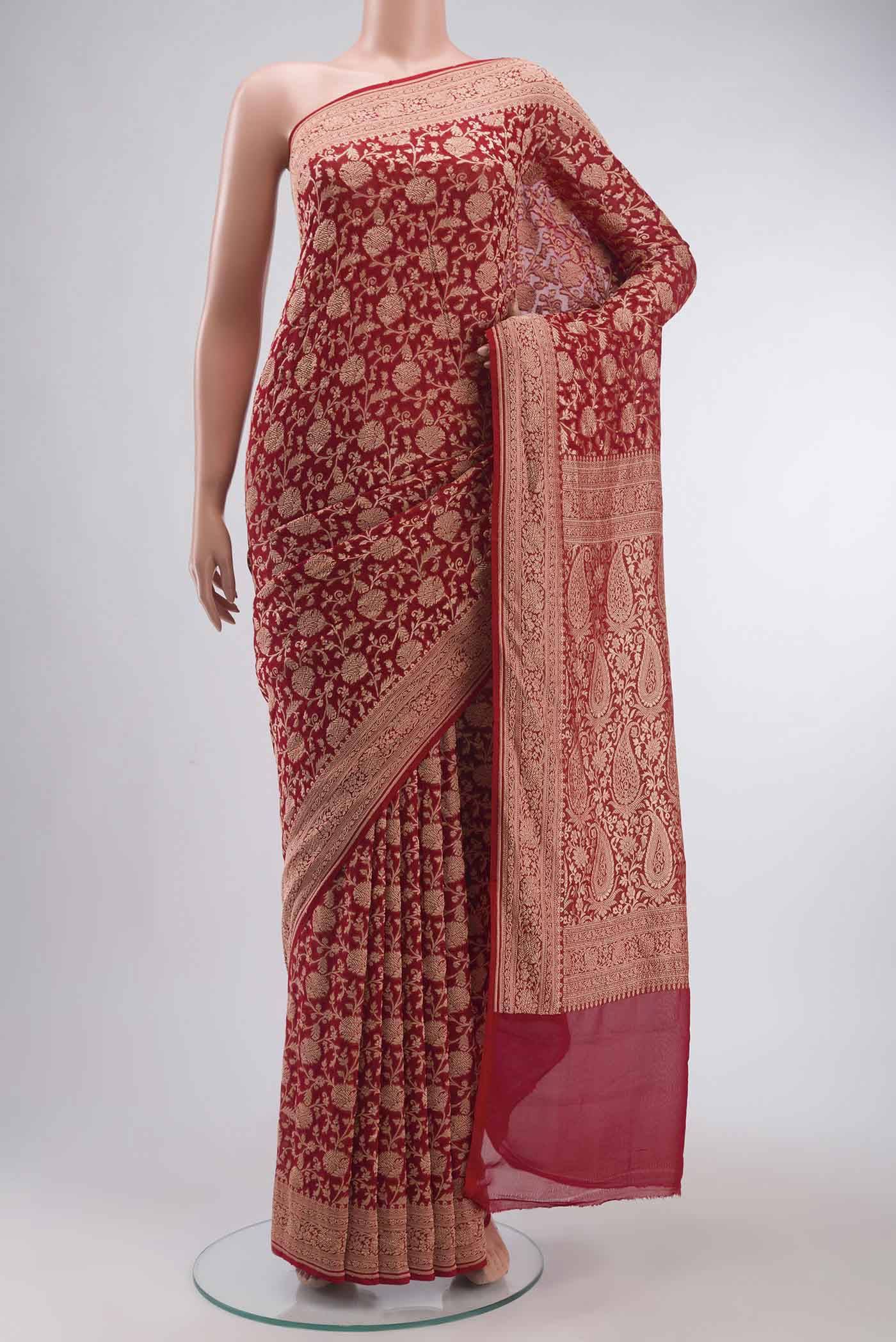 Red Banarasi Georgette Saree Buy at ₹10933