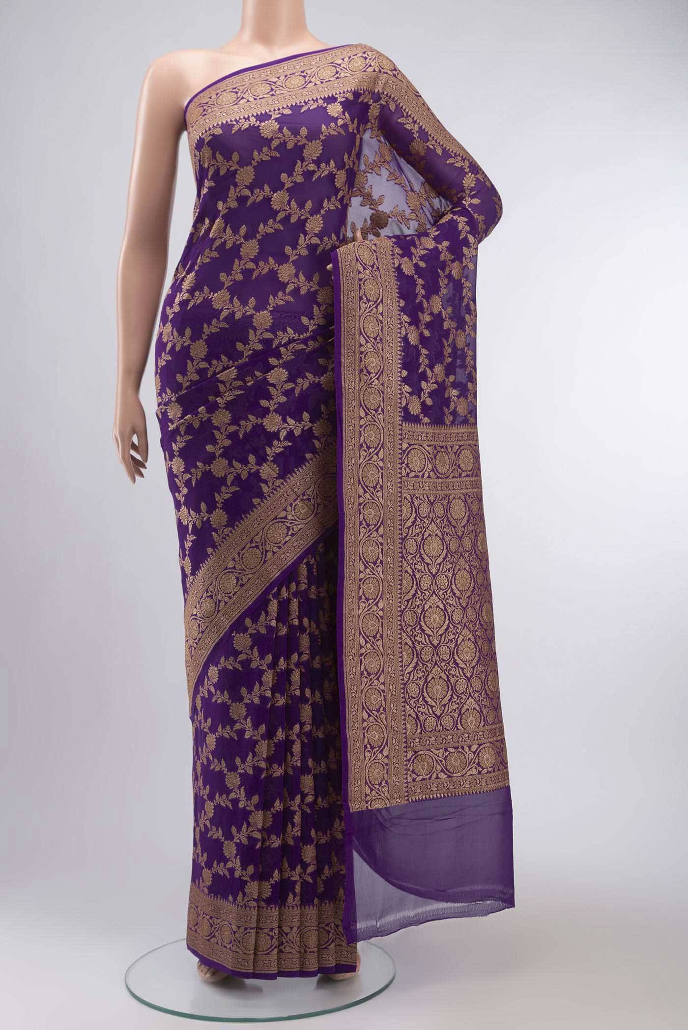 Violet Banarasi Georgette Saree Buy at ₹12434