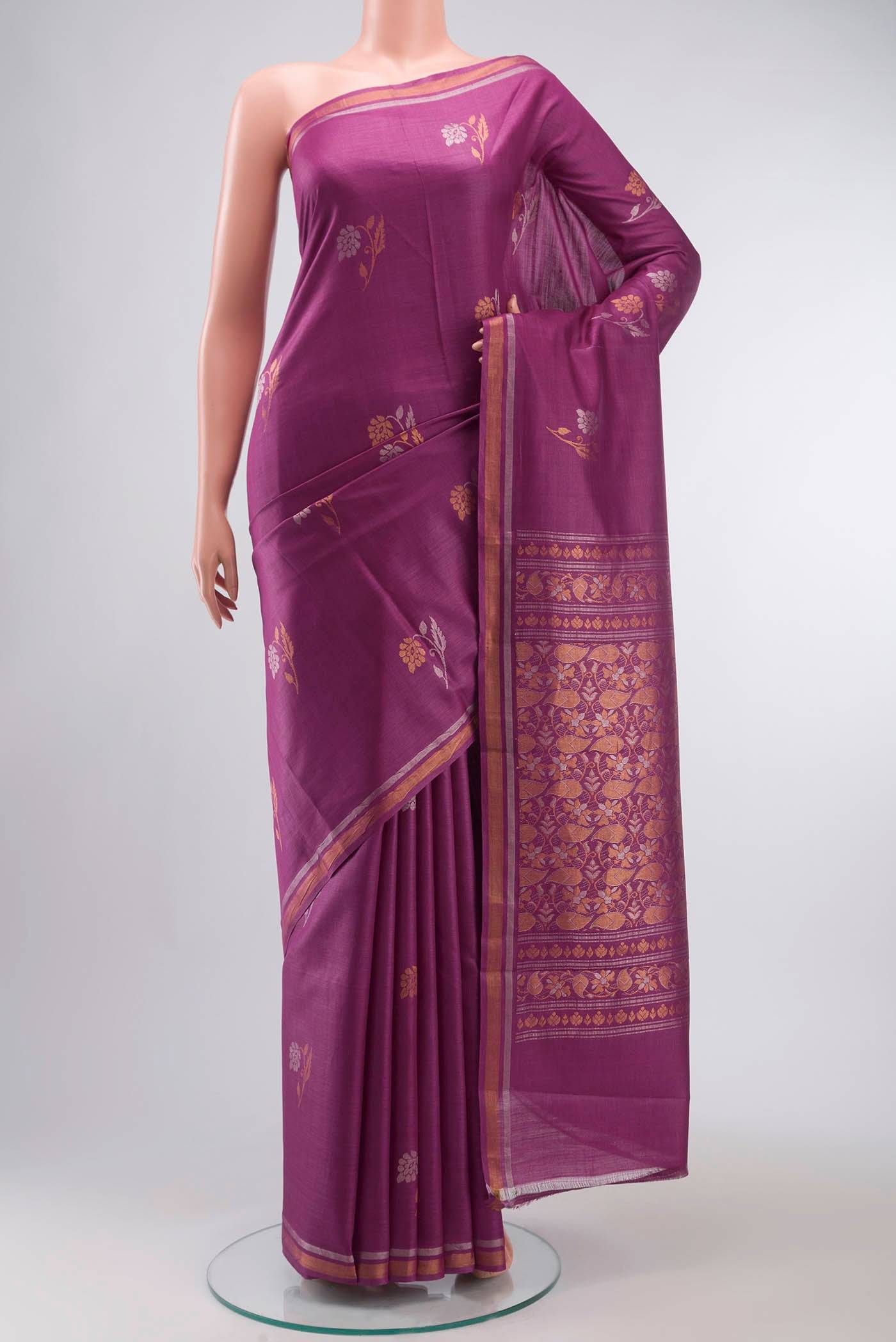 Magenta Bhagalpuri Tussar Silk Saree Buy at ₹11841