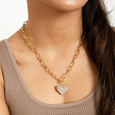 Bewitched Heart Eyes Linked Gold Necklace