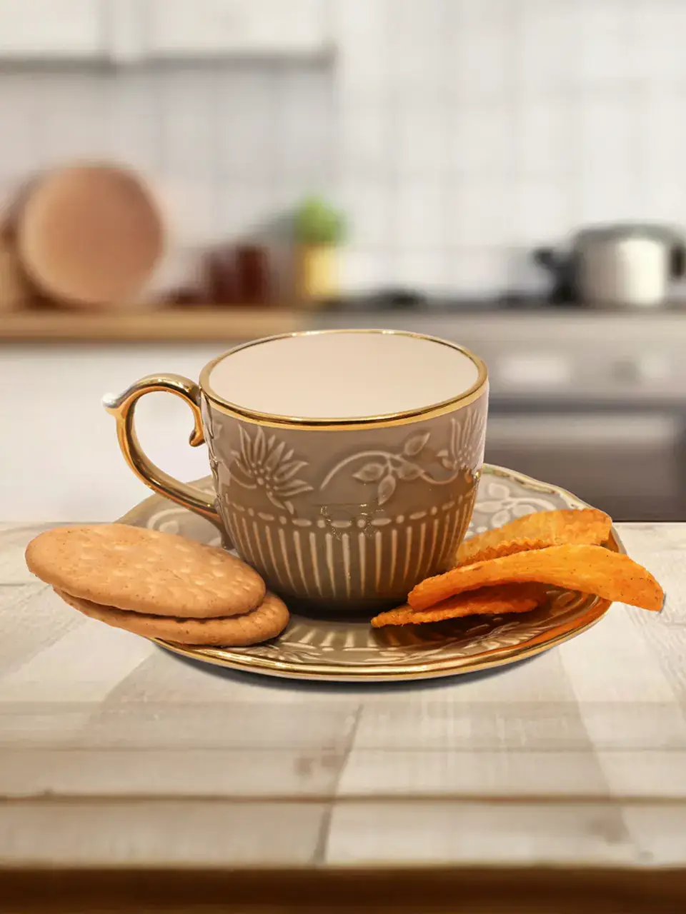 Blluex Golden Lotus Elegance Cup & Saucer Set Buy @ ₹2680