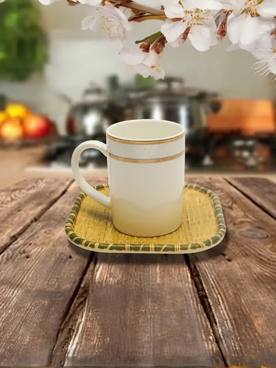 Blluex Elegant Ivory Gold Rim Ceramic Mug Buy @ ₹440