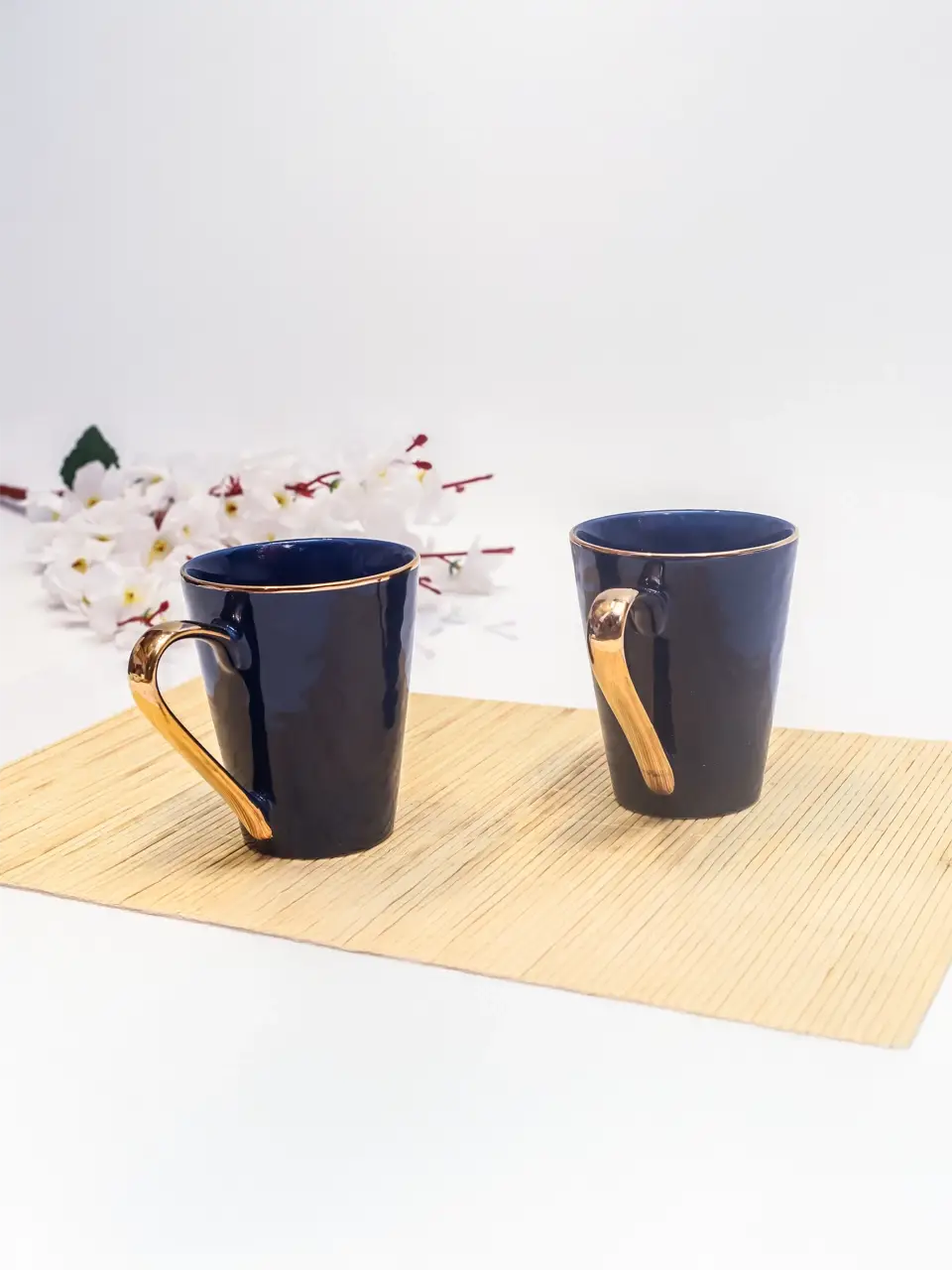 Blluex Golden Rim Navy Duo Mugs Buy @ ₹1290