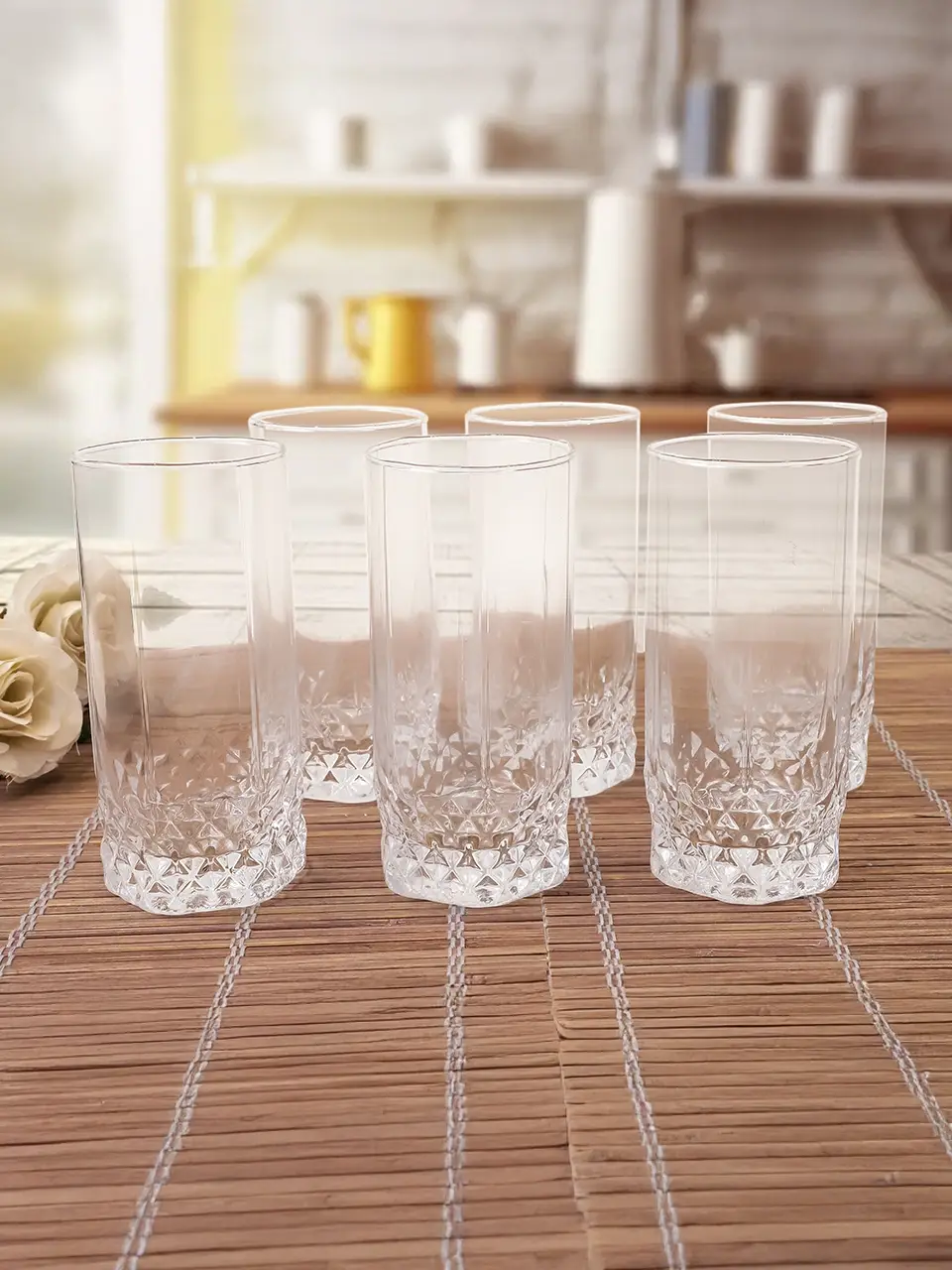 Blluex Elegant Facet Tall Drinking Glasses Buy @ ₹600