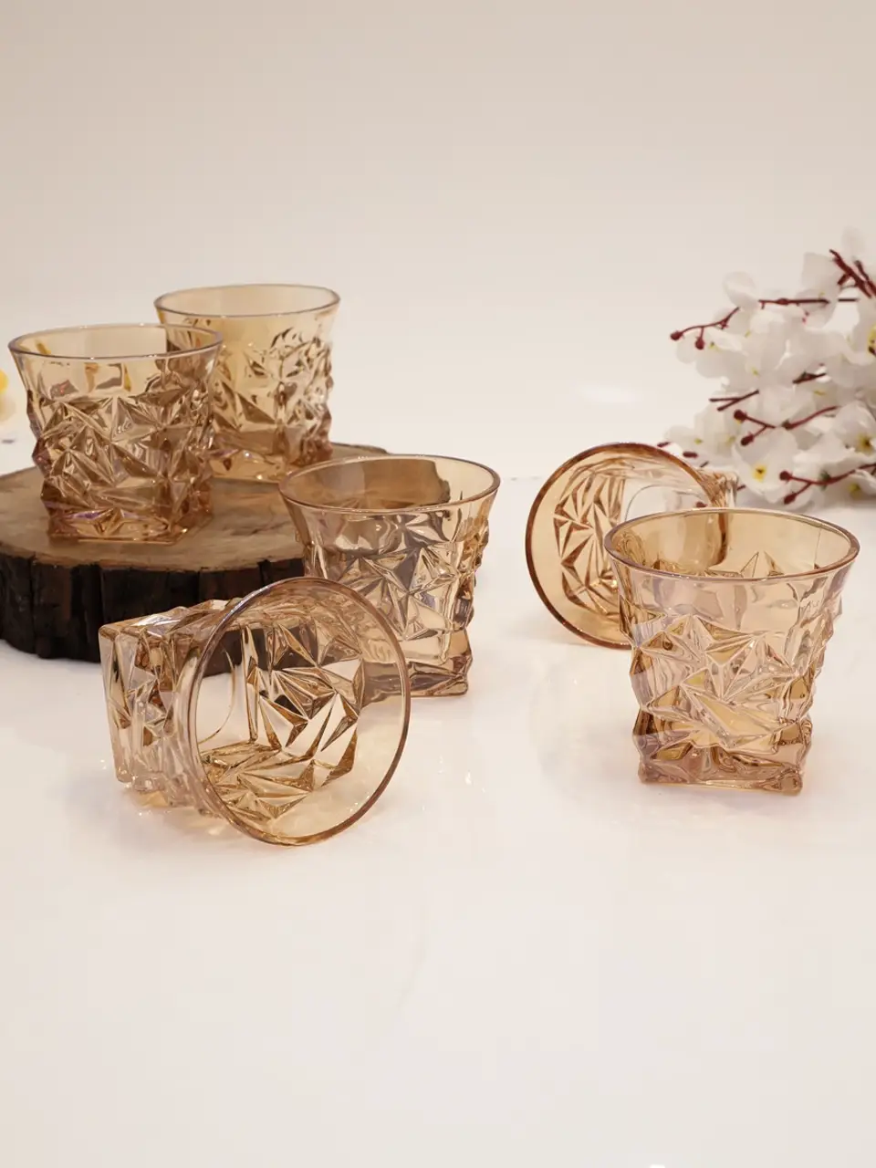 Blluex Amber Prism Jewel Glassware Set Buy @ ₹880