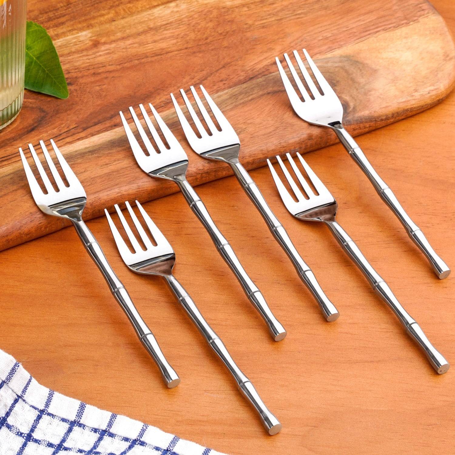 Bamboo Inspired Stainless Steel Fork Set Of 6