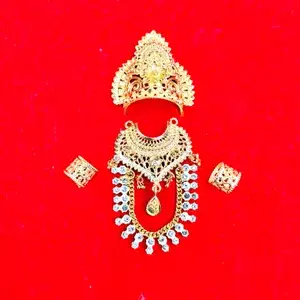Beautiful handmade full set for 5 number god idol 3.6 cms diameter one stone necklace+chudi+choker Buy @ ₹444