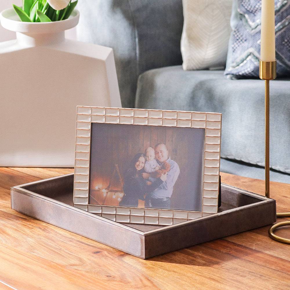 Blaine Photo Frame Large - White Gold