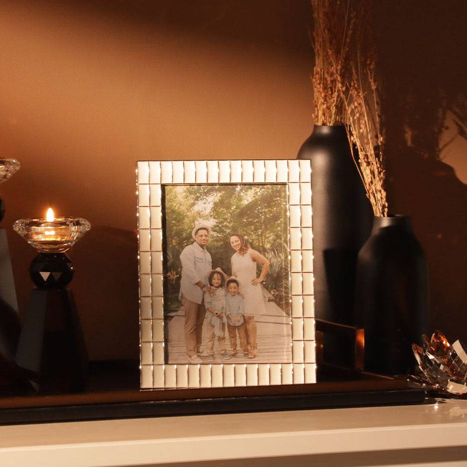 Blaine Photo Frame Large - White Gold