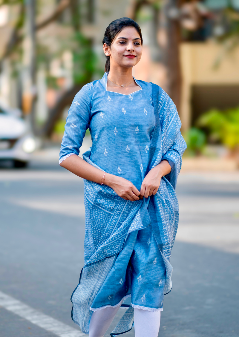 Blue Belle - Top & Dupatta Set