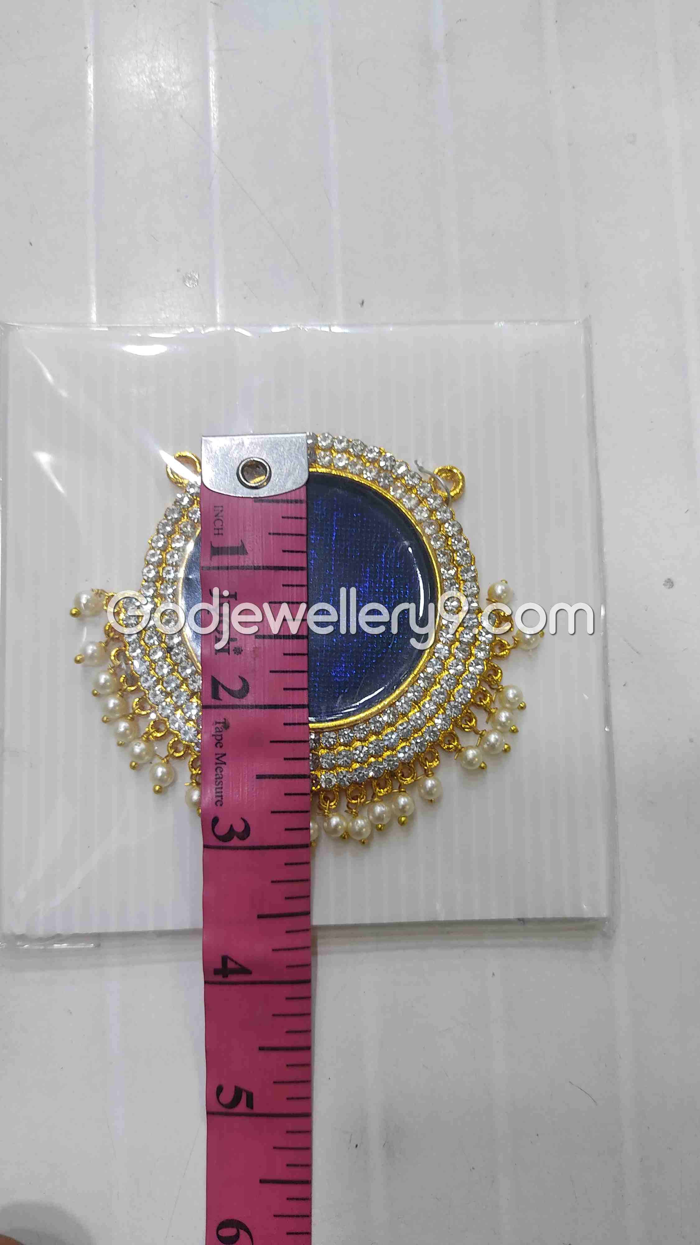 Blue Big Round Dollar Pendant Pathakam For Hindu God And Deity Chest Jewellery R3