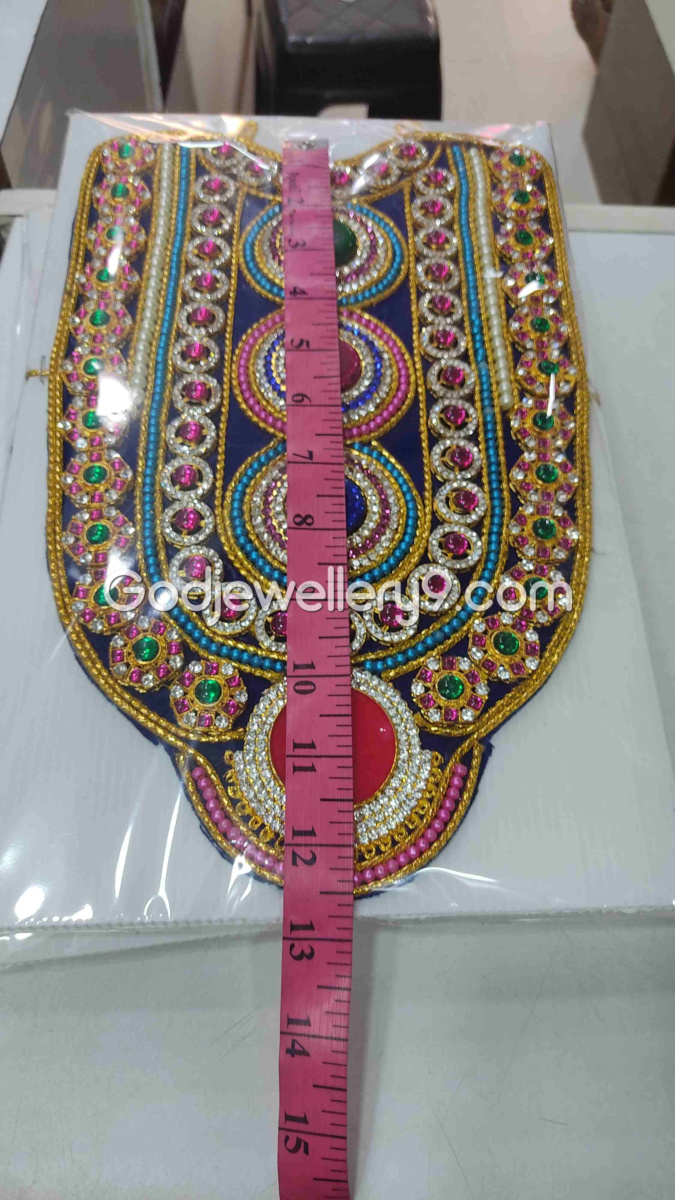 Blue Long Necklace Haram Kavasam Jewellery For God Deity