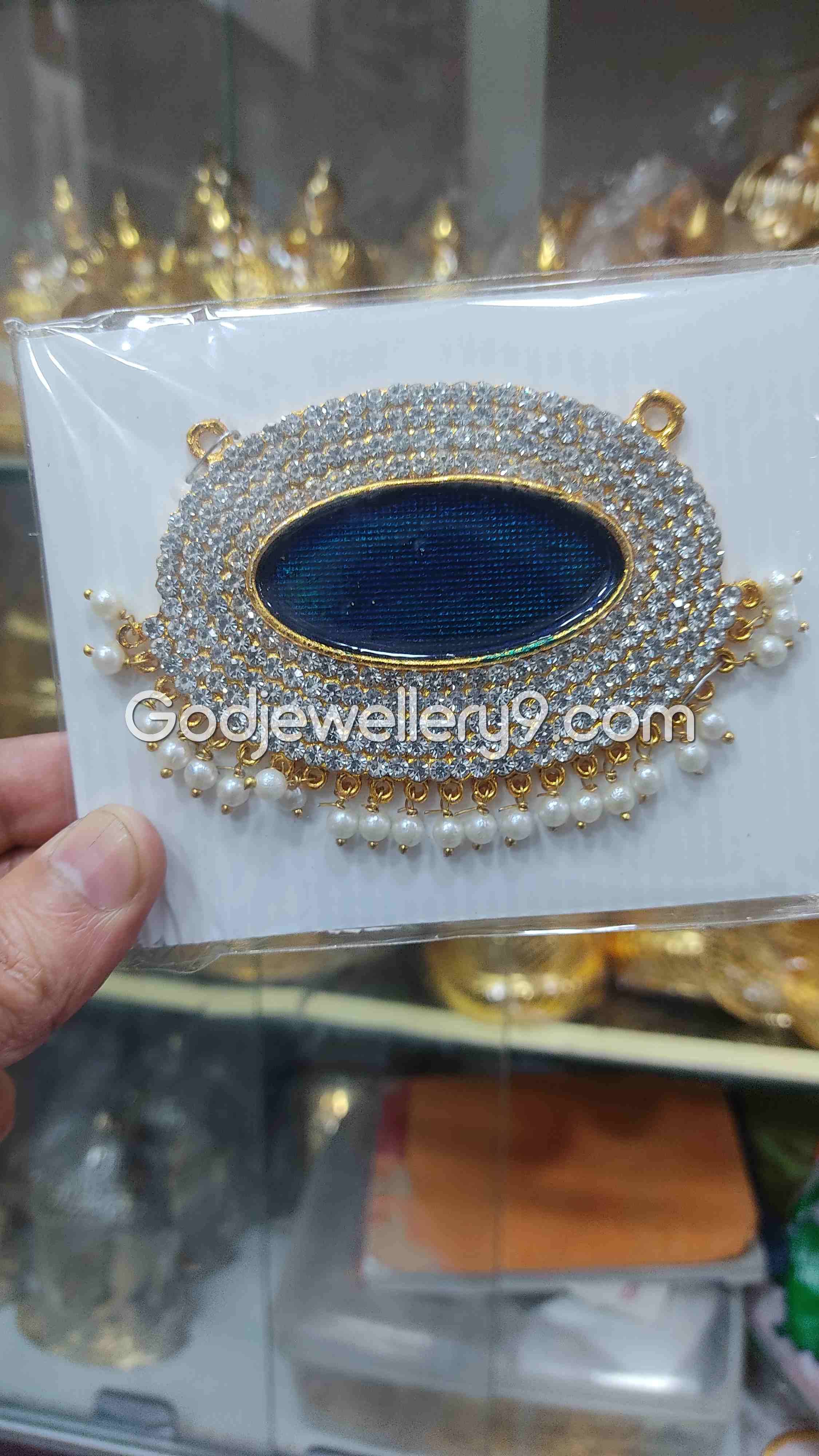 Blue Medium Oval Dollar Pendant For Hindu God And Deity R15