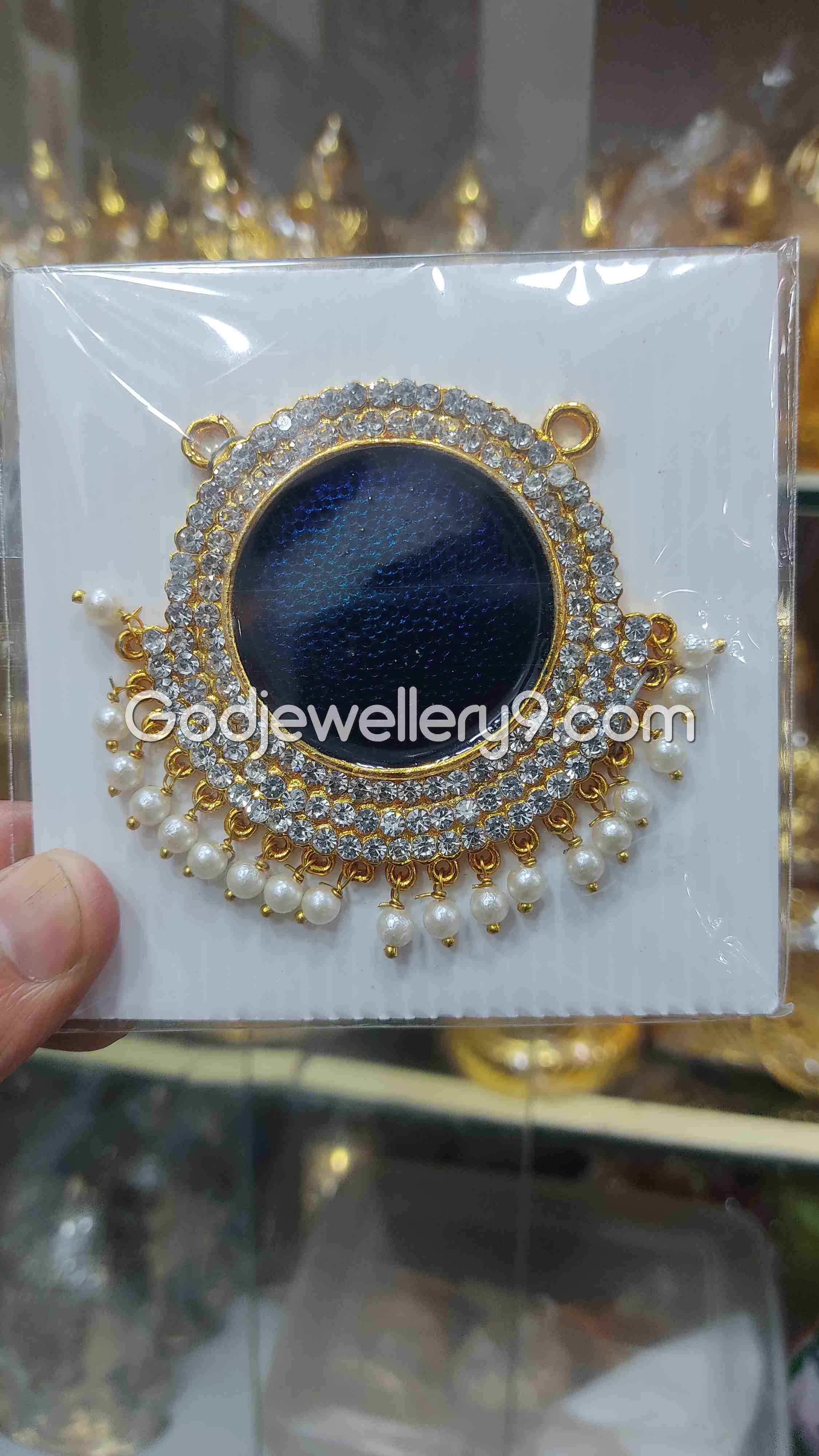 Blue Medium Round Dollar Pendant For Hindu God And Deity R6