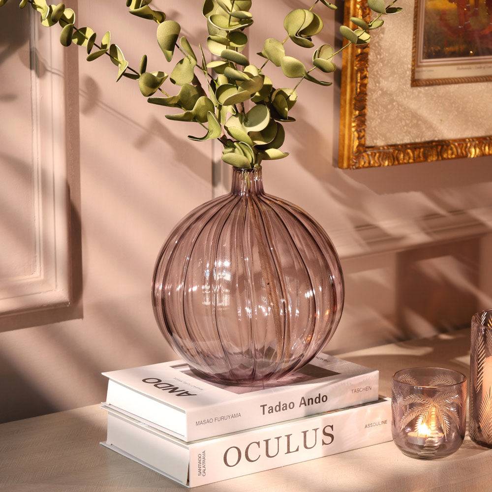 Cirque Round Glass Vase Medium - Smoke