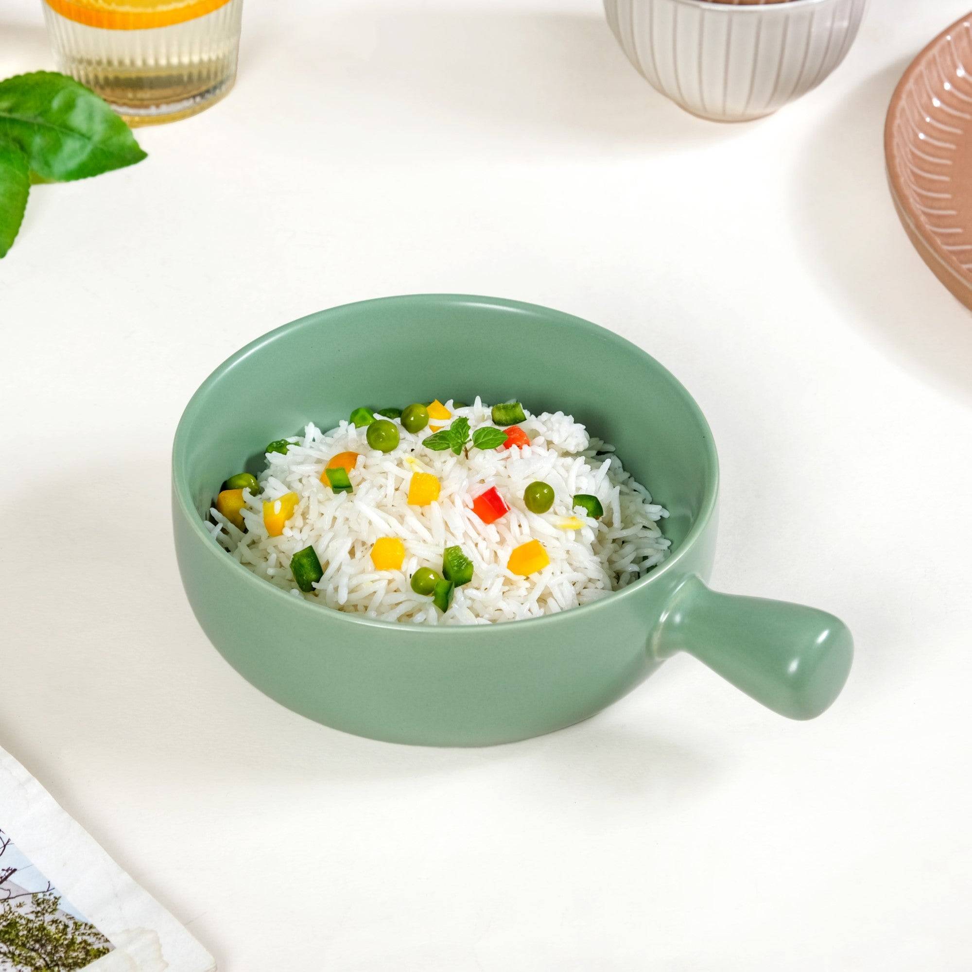 Ceramic Baking Bowl With Handle Sage Green 700ml buy only at ₹525