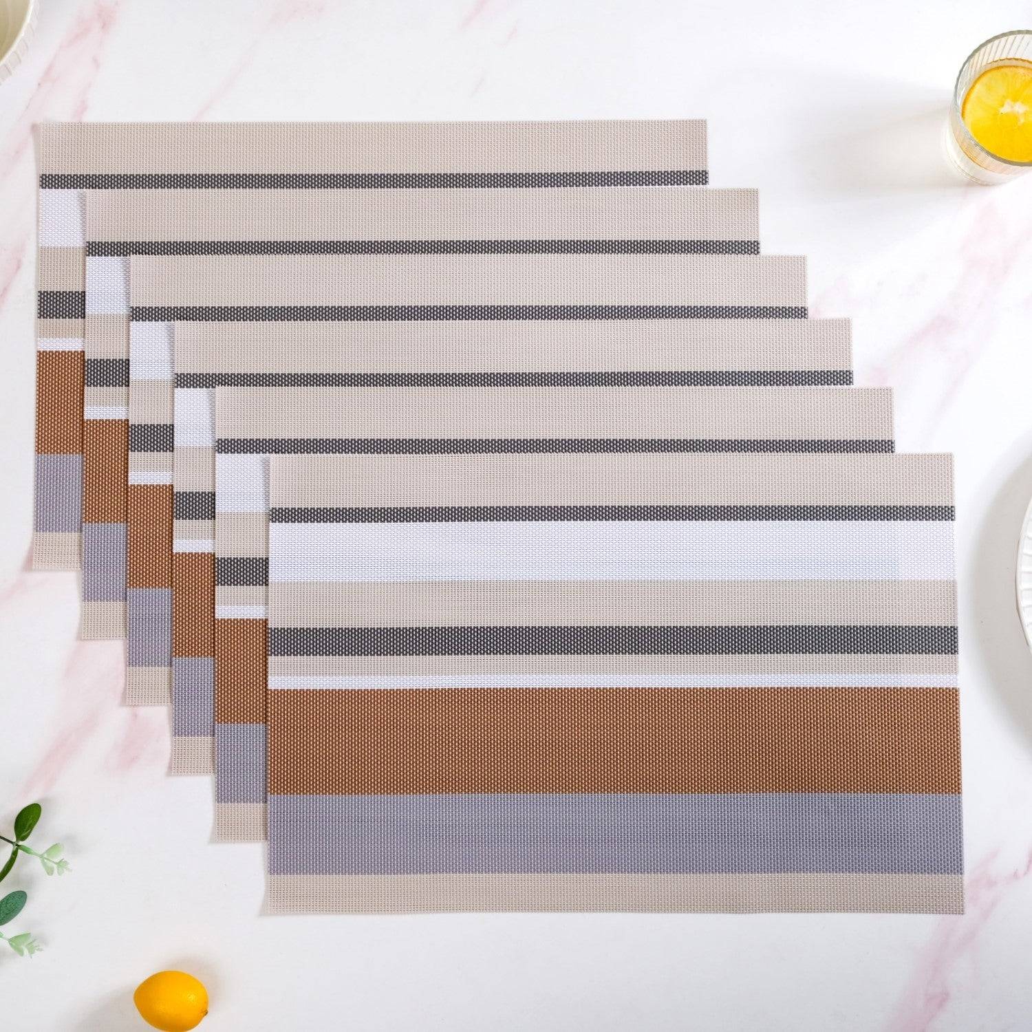 Brown Stripes Dining Table Mats Set Of 6