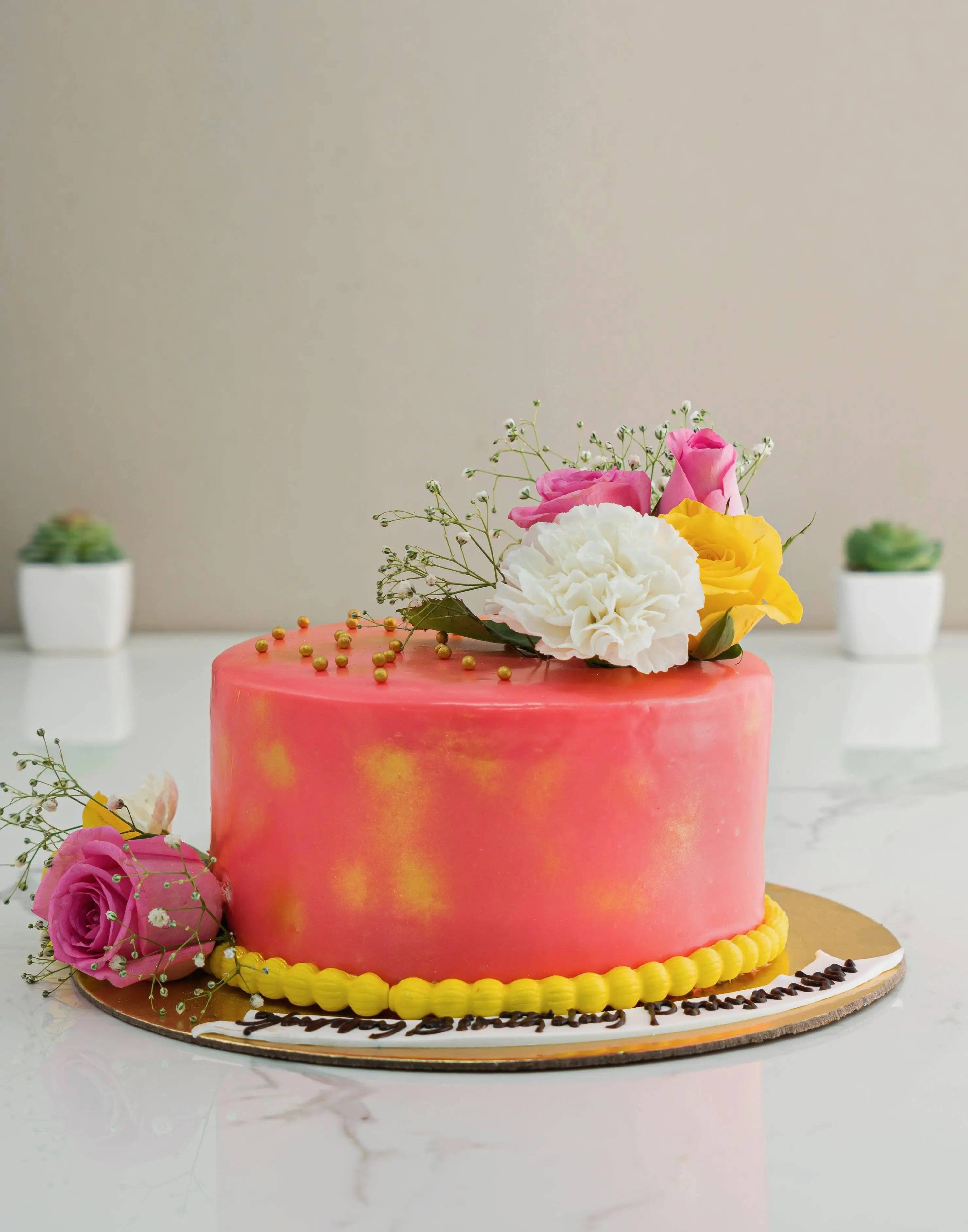 Fresh Flower Cake for First Anniversary