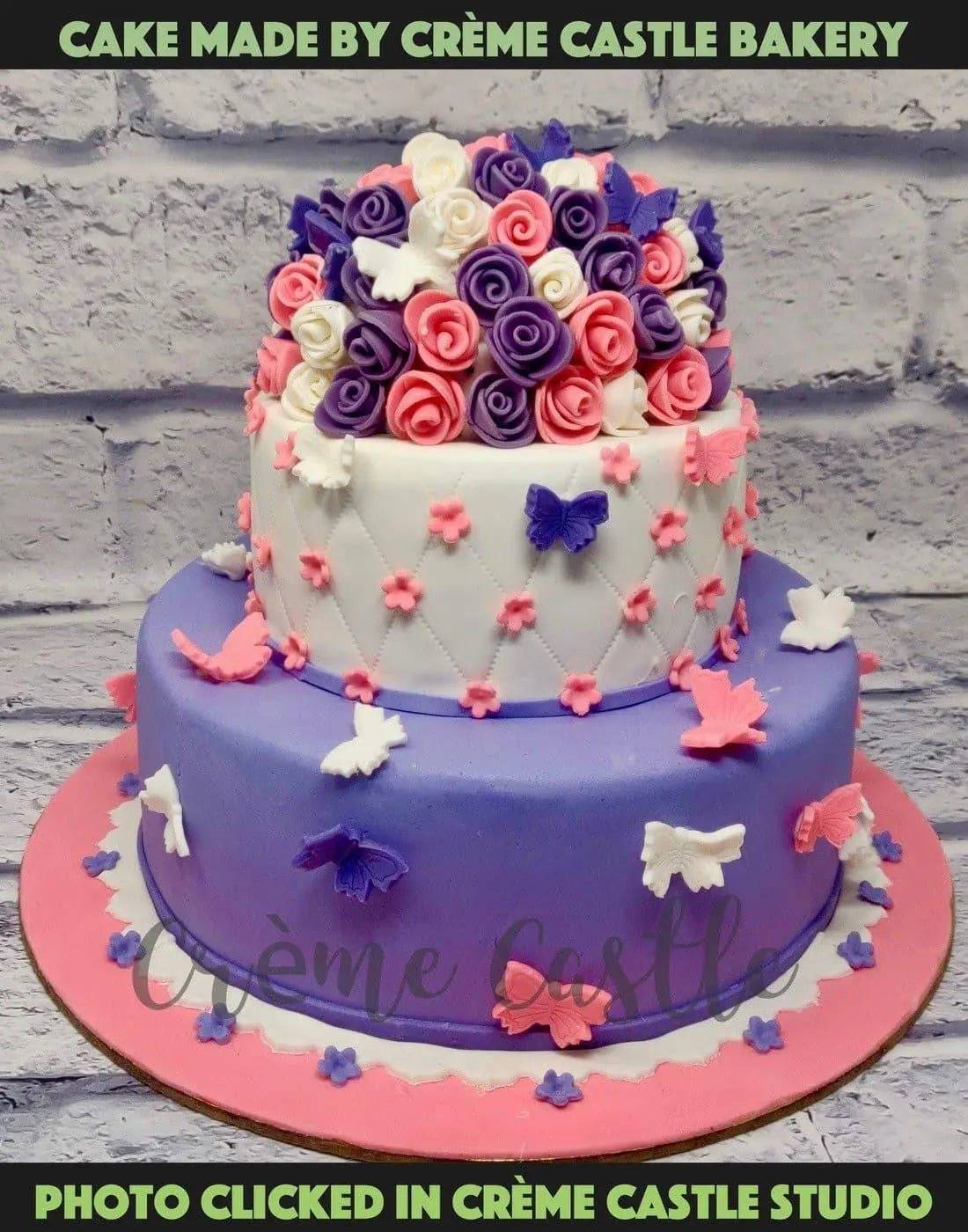 Purple Theme Floral Cake