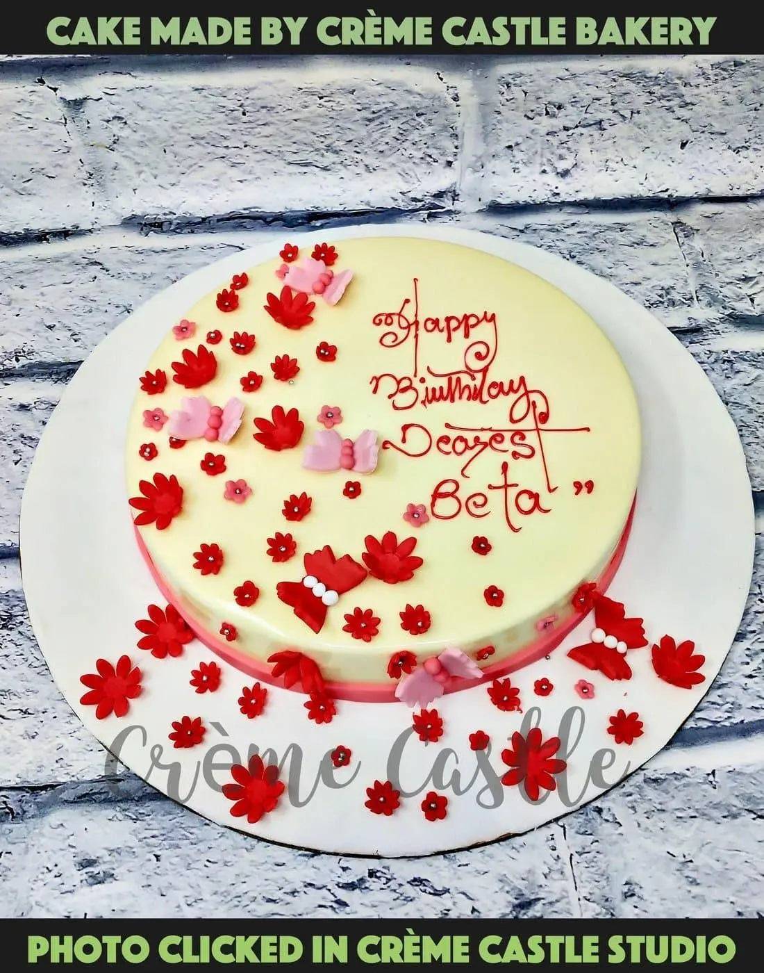White and Red Floral Cake