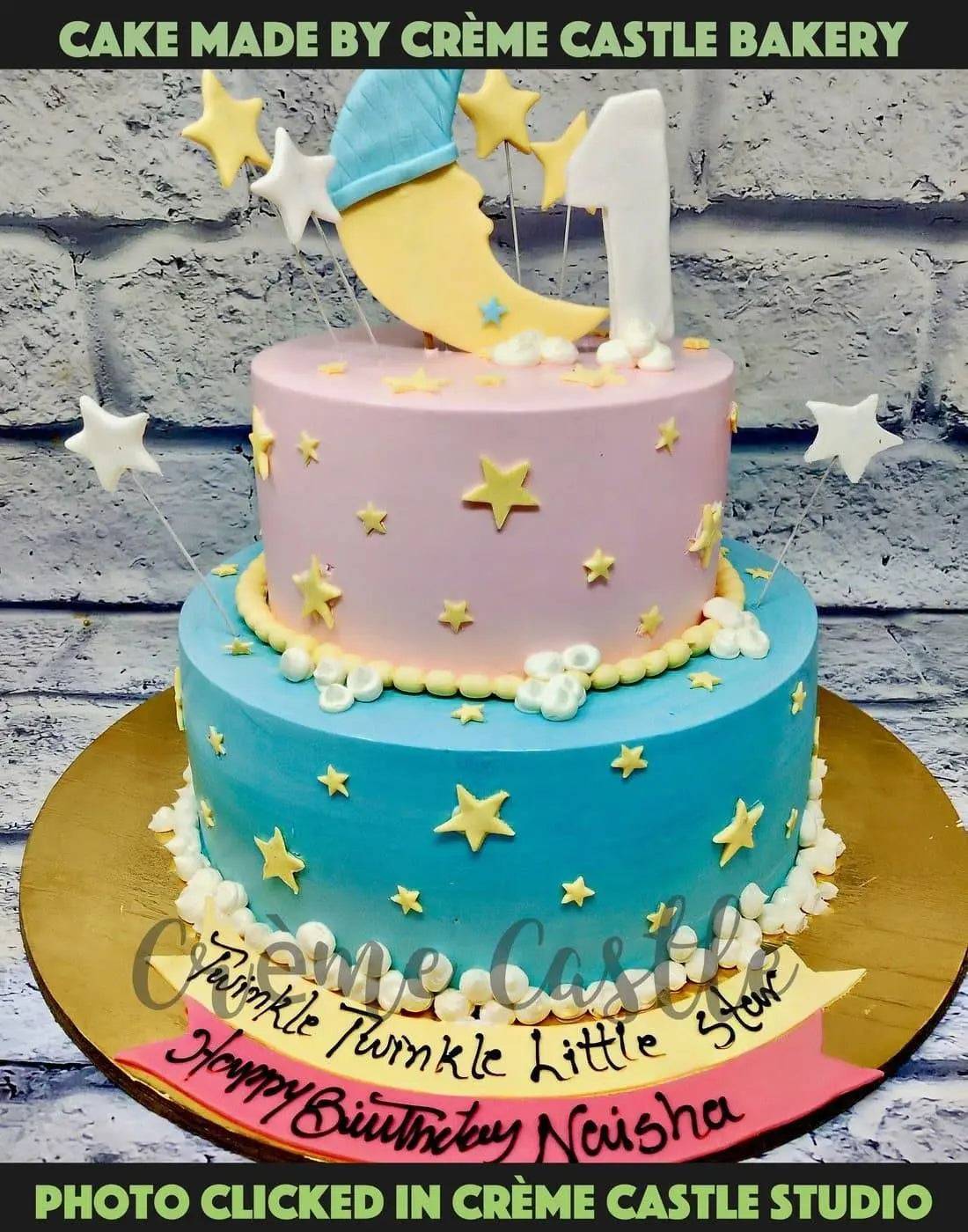 Blue and Pink Night theme Cake