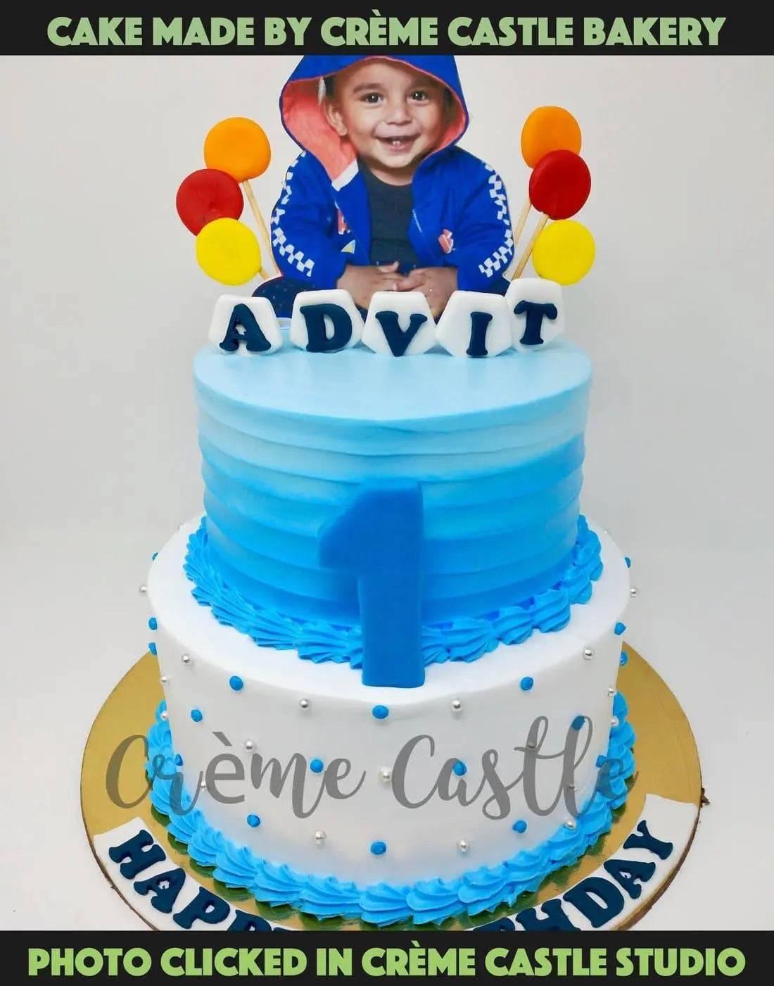 Baby Photo Cream Tier Cake