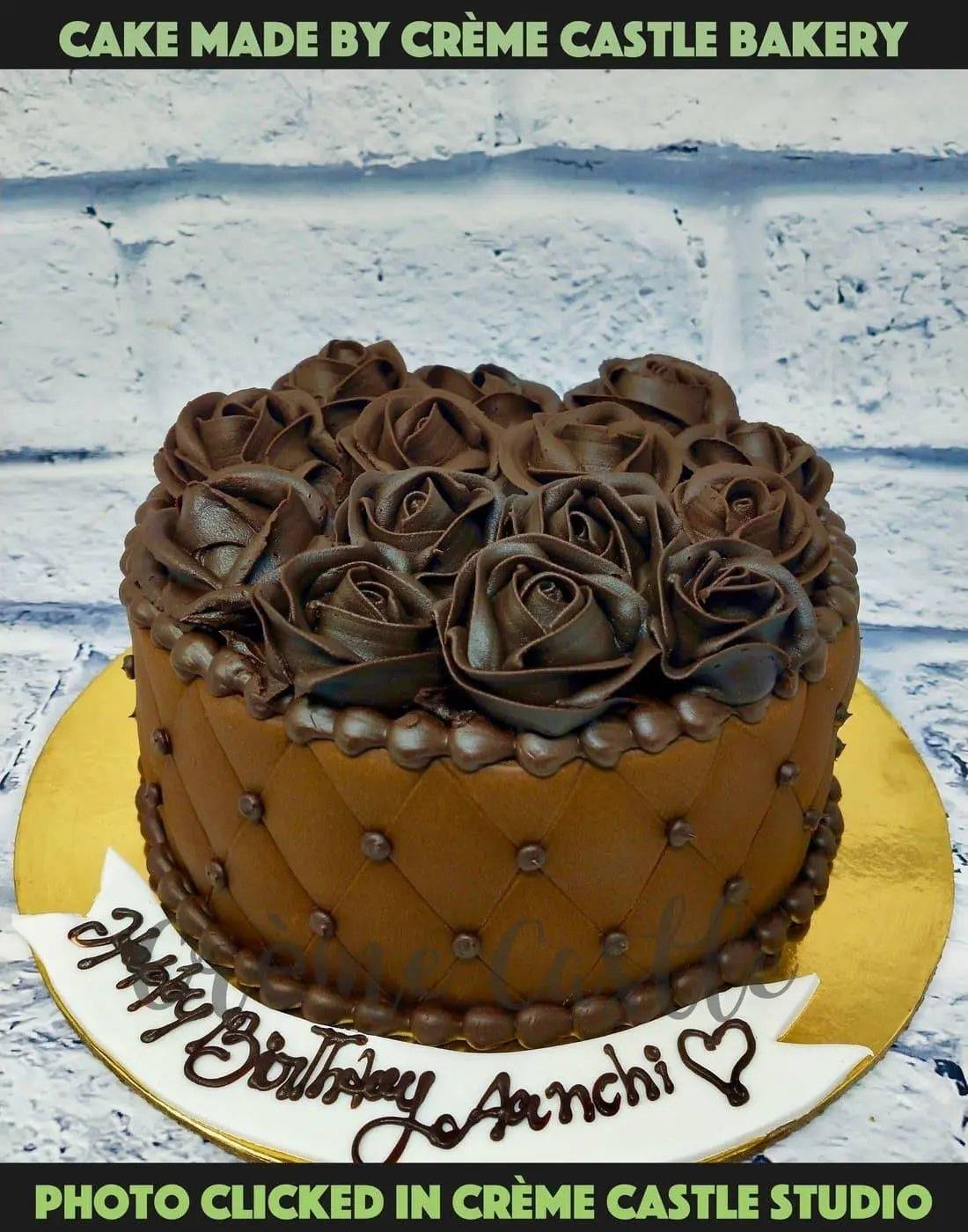 Chocolate Fondant Rose Cake