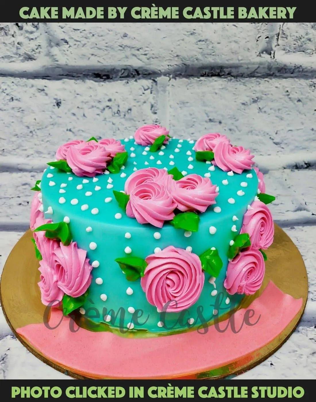 Floral Pastal Cake in Cream